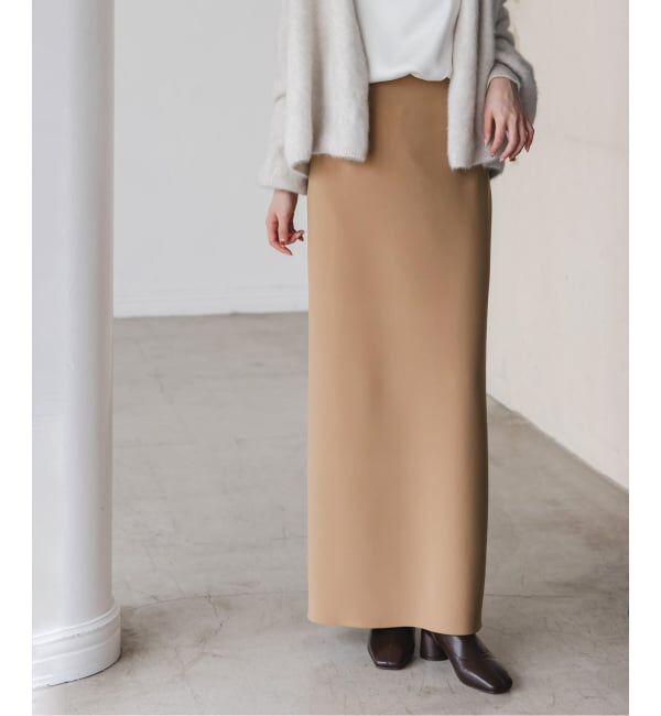NOBLE「《追加》【洗える】コンフォートジャージーライクタイトスカート7」|スカート|キャメル