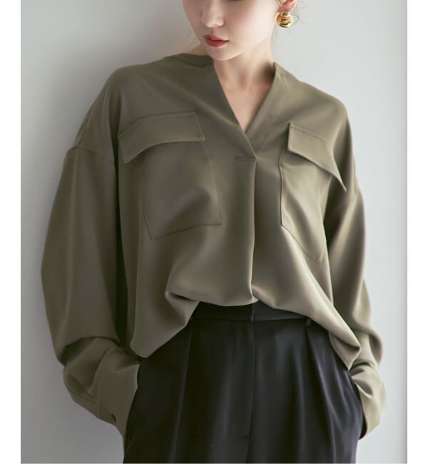 NOBLE「《追加・WEB限定カラー》ワークディテールドレープシャツ」|シャツ・ブラウス|