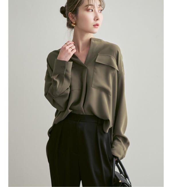 NOBLE「《追加・WEB限定カラー》ワークディテールドレープシャツ」|シャツ・ブラウス|
