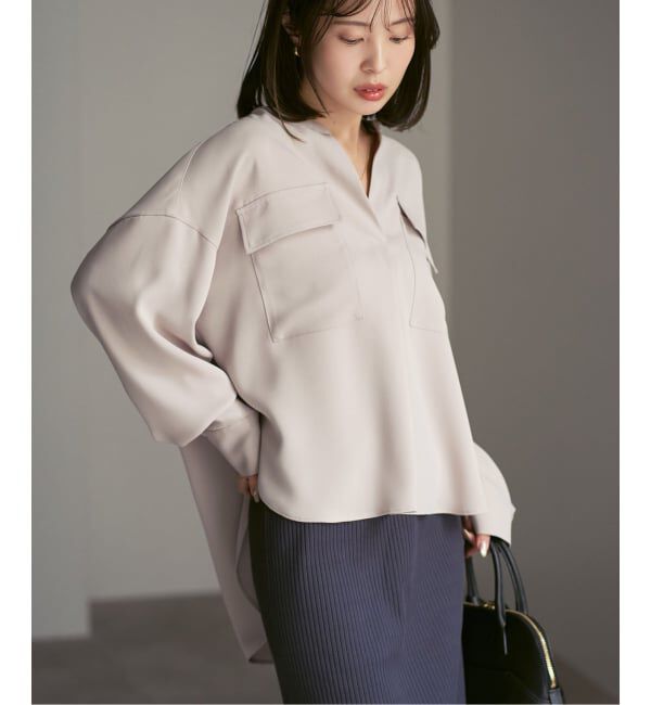 NOBLE「《追加・WEB限定カラー》ワークディテールドレープシャツ」|シャツ・ブラウス|ベージュ A