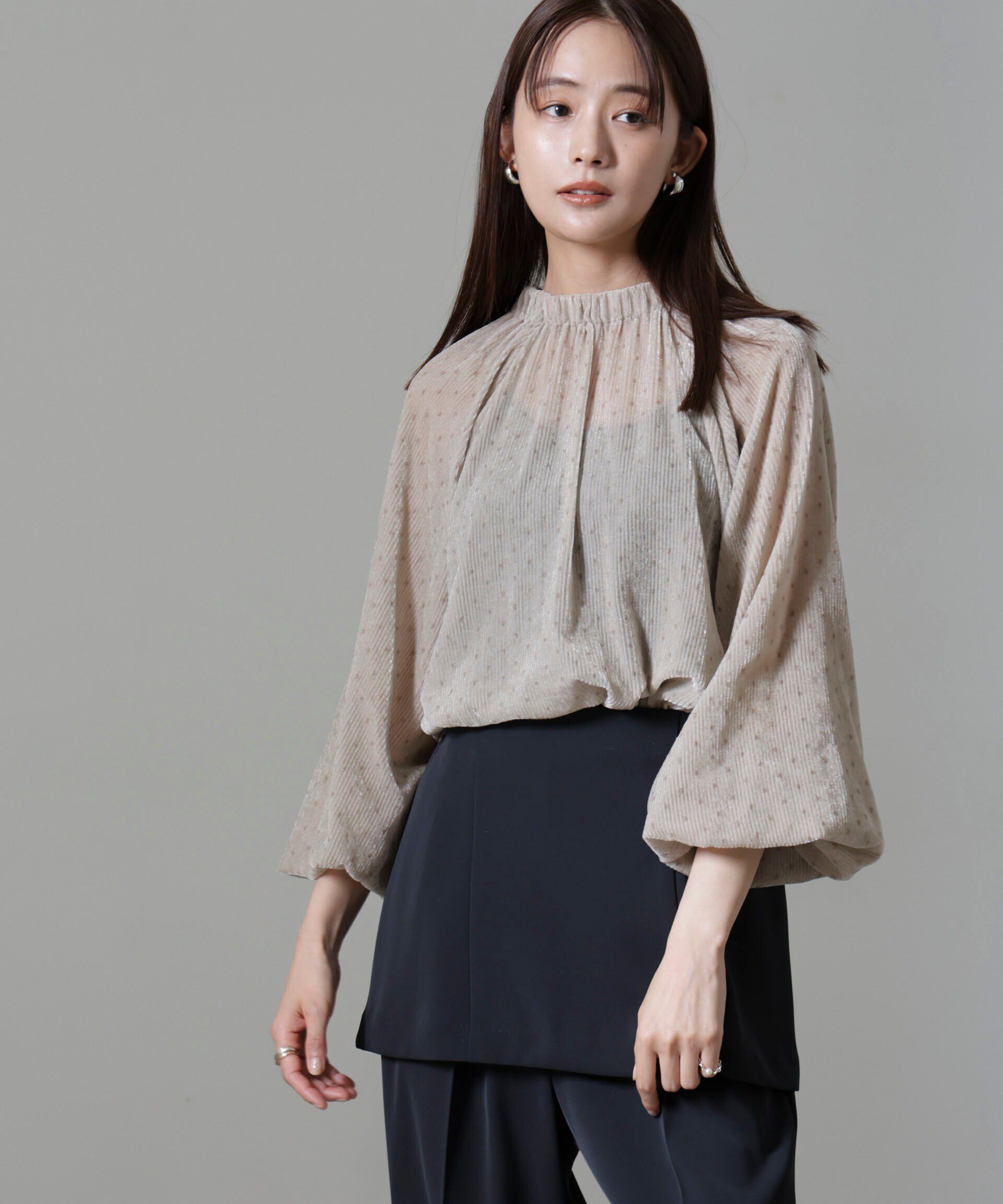 nano･universe「ストライプベロア前後2WAYブラウス」|シャツ・ブラウス|