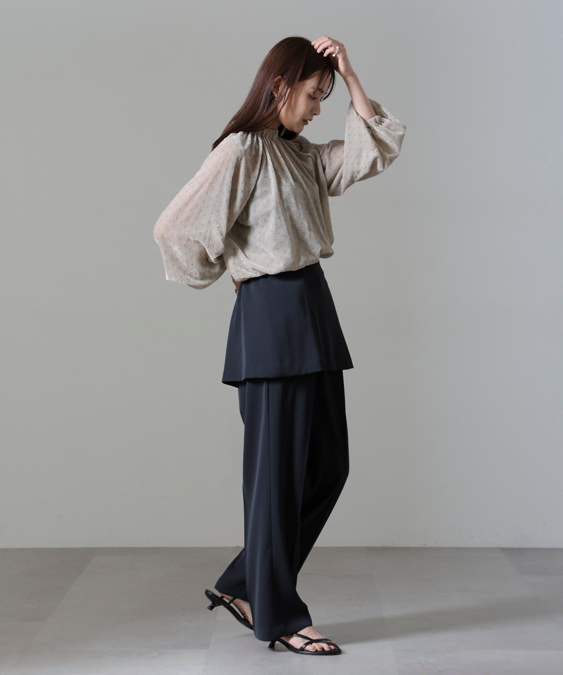 nano･universe「ストライプベロア前後2WAYブラウス」|シャツ・ブラウス|