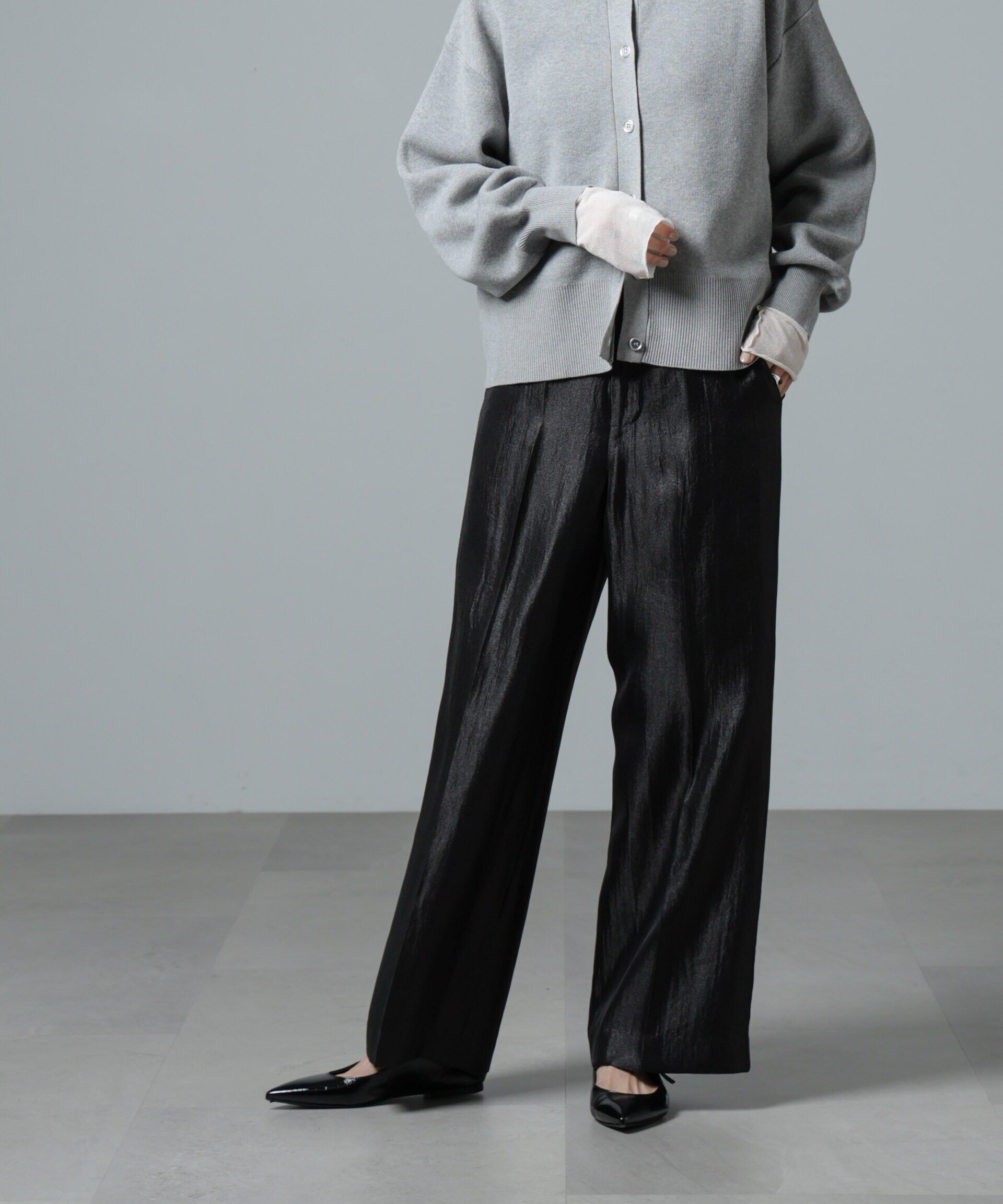 nano･universe「シャイニーサテンイージーパンツ」|チノ|