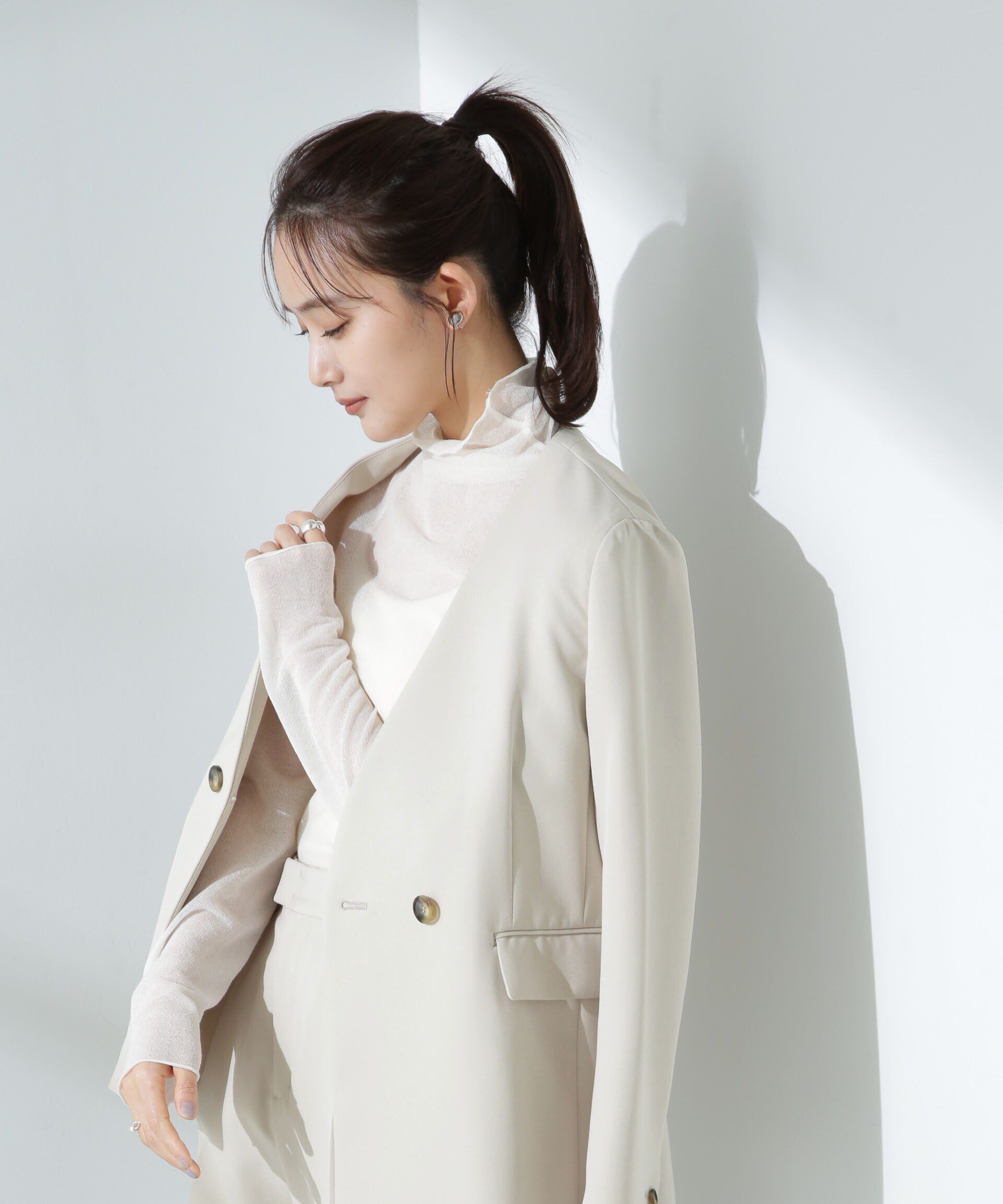 nano･universe「デイリーファンクション Vネックダブルジャケット(セットアップ可)」|テーラードジャケット|