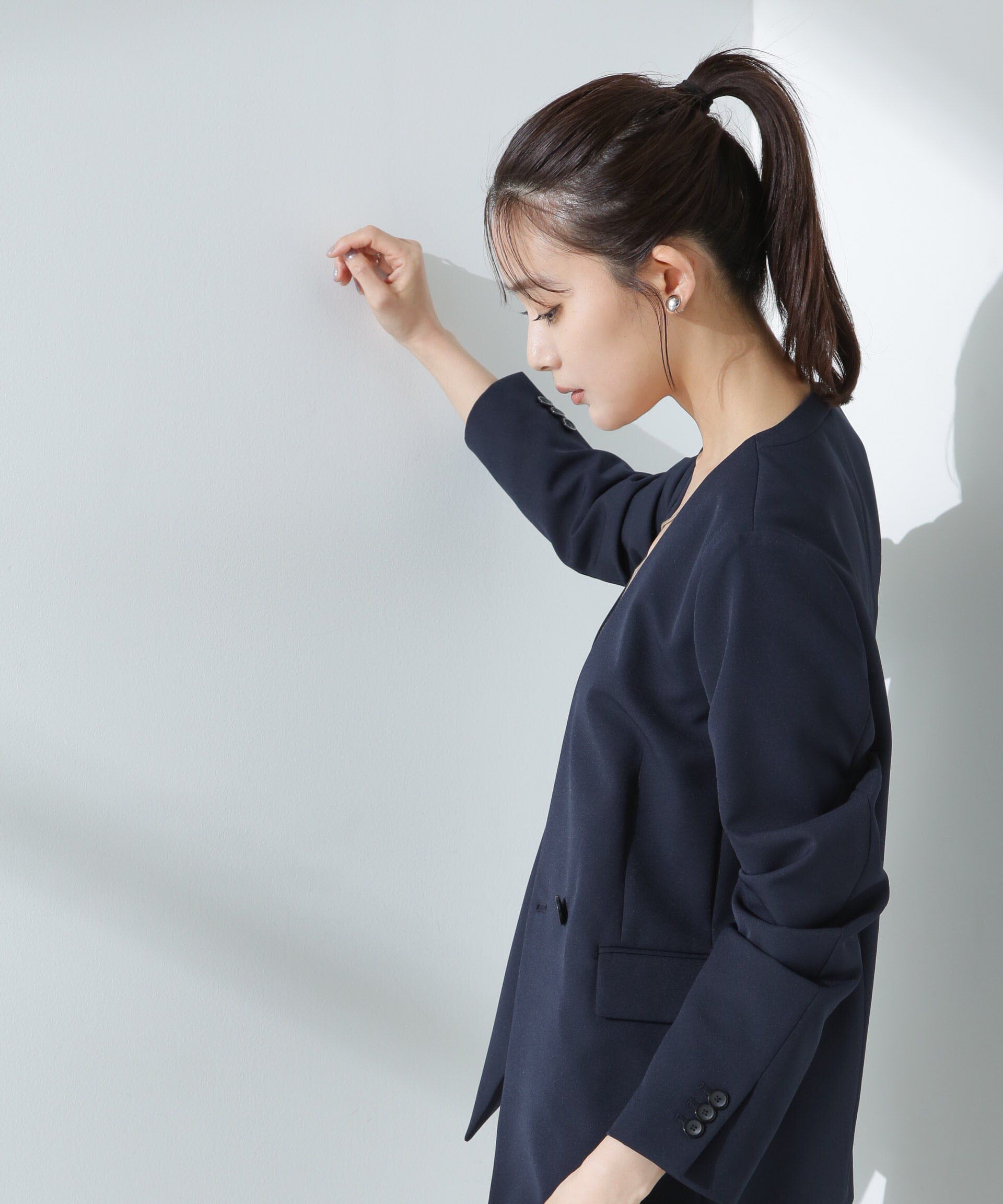 nano･universe「デイリーファンクション Vネックダブルジャケット(セットアップ可)」|テーラードジャケット|