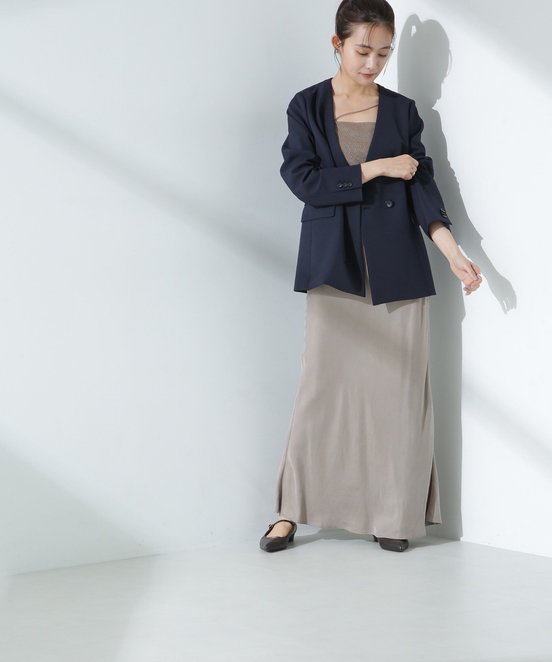 nano･universe「デイリーファンクション Vネックダブルジャケット(セットアップ可)」|テーラードジャケット|