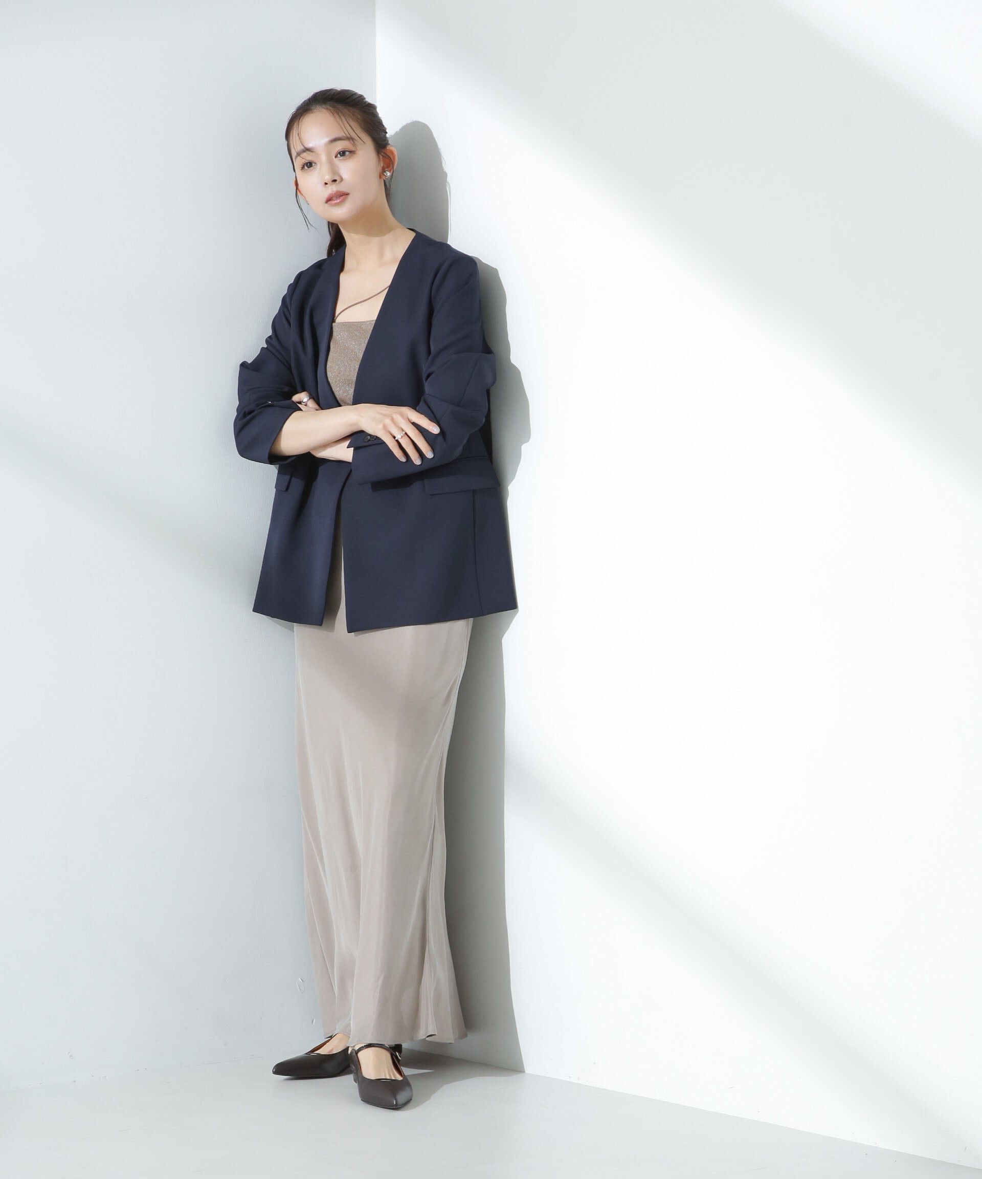 nano･universe「デイリーファンクション Vネックダブルジャケット(セットアップ可)」|テーラードジャケット|