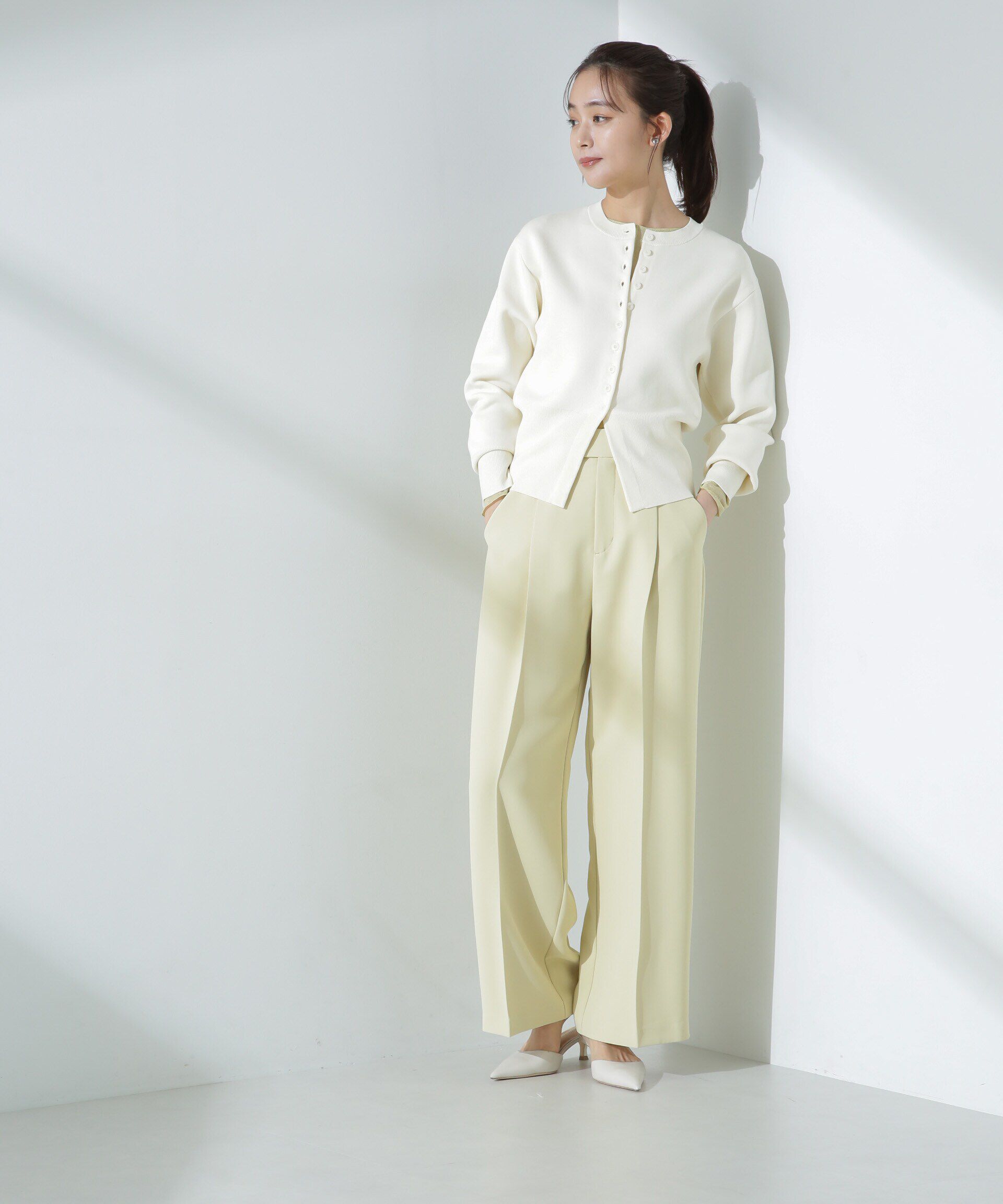 nano･universe「ダブルジャガードクルーネックニットカーディガン」|ニット・セーター|