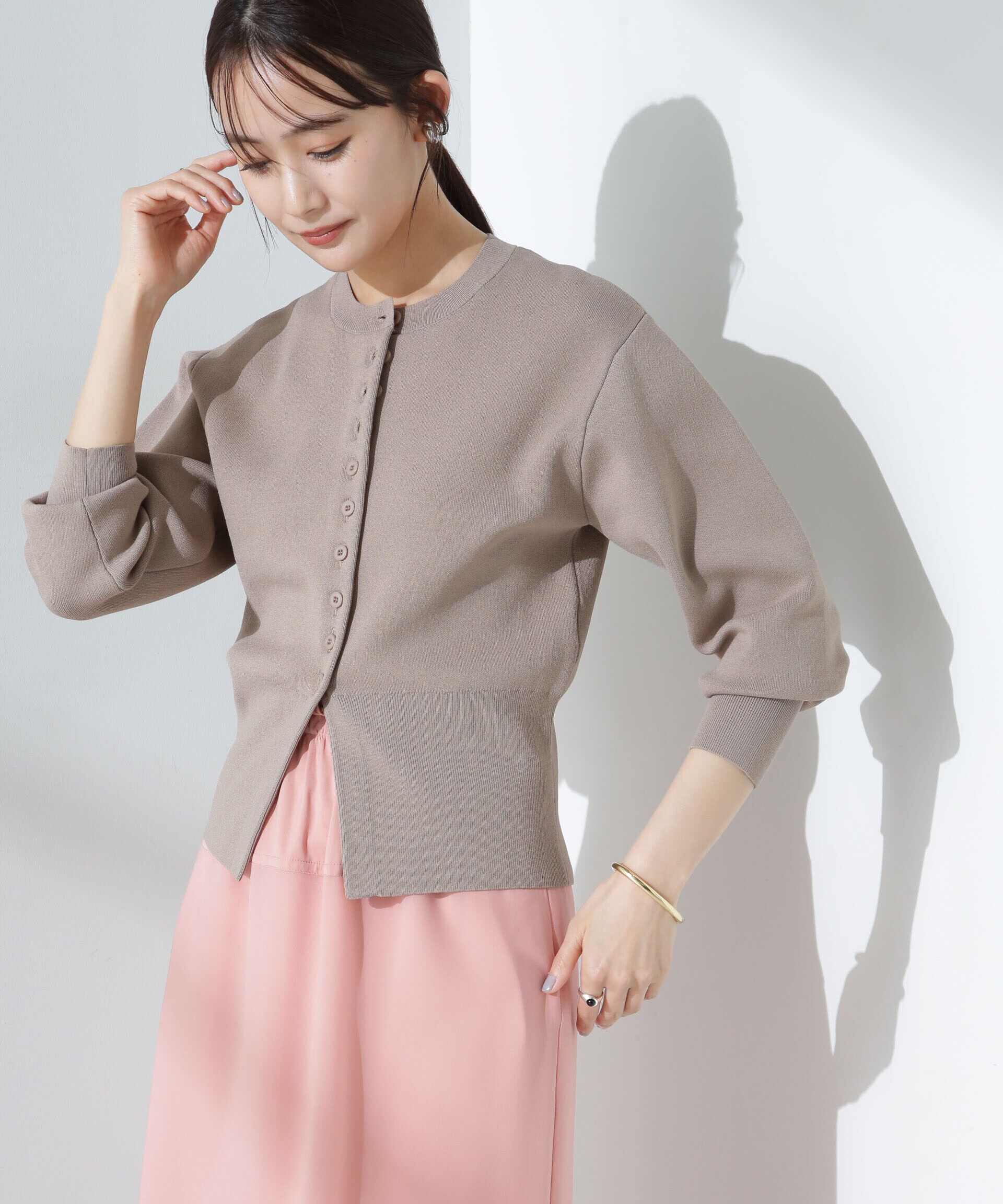 nano･universe「ダブルジャガードクルーネックニットカーディガン」|ニット・セーター|