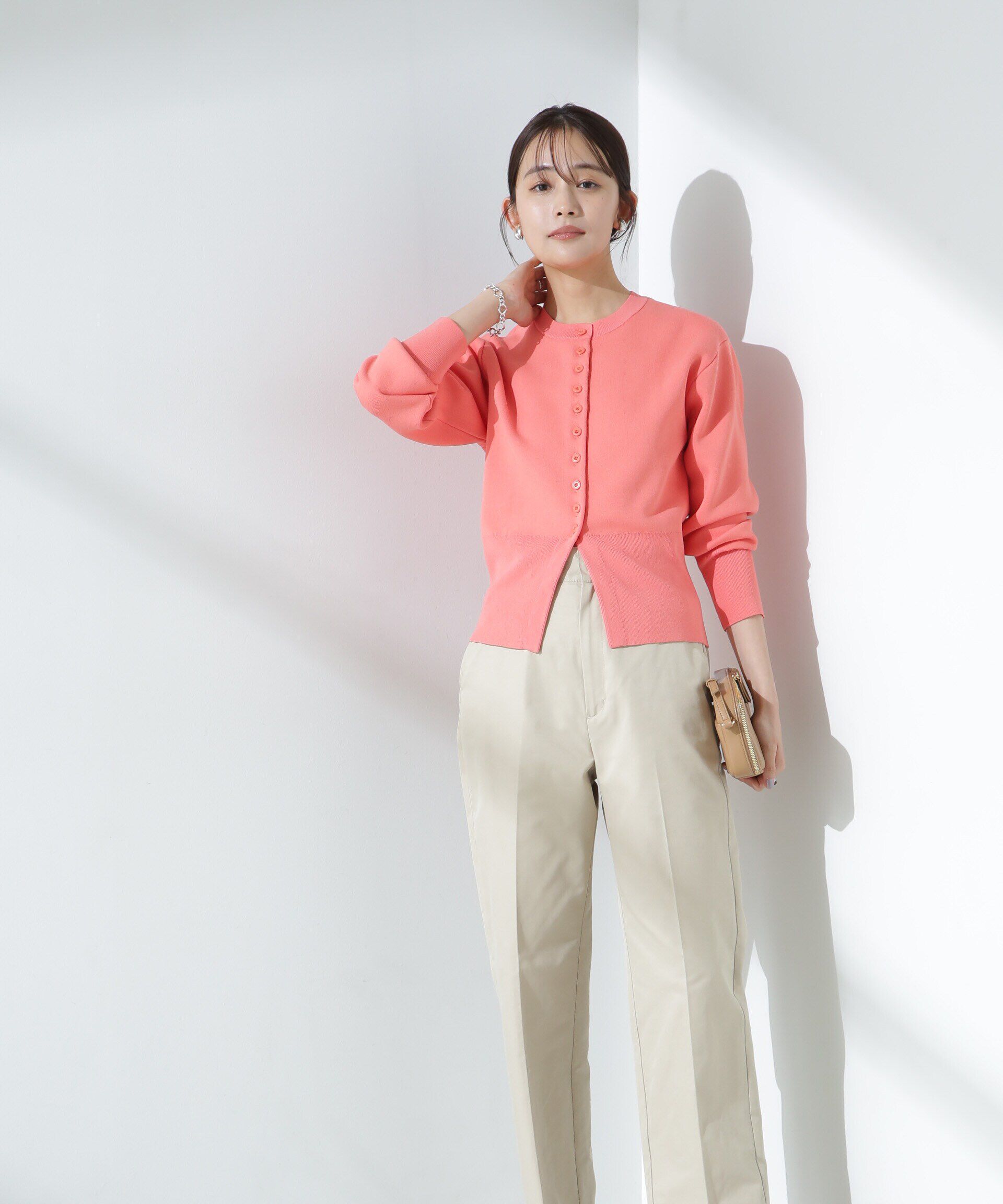 nano･universe「ダブルジャガードクルーネックニットカーディガン」|ニット・セーター|