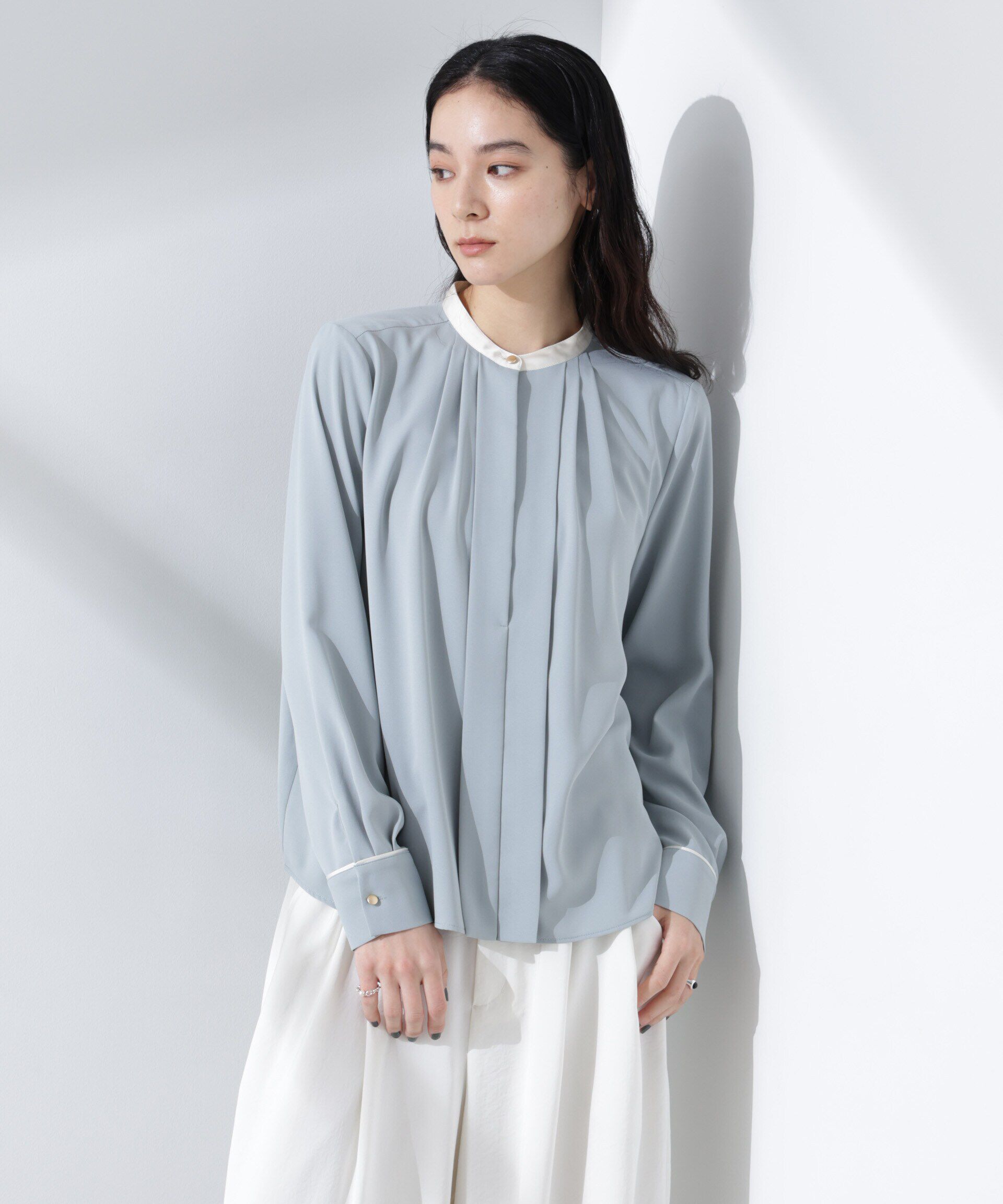 nano･universe「スタンドバイカラータックブラウス」|シャツ・ブラウス|