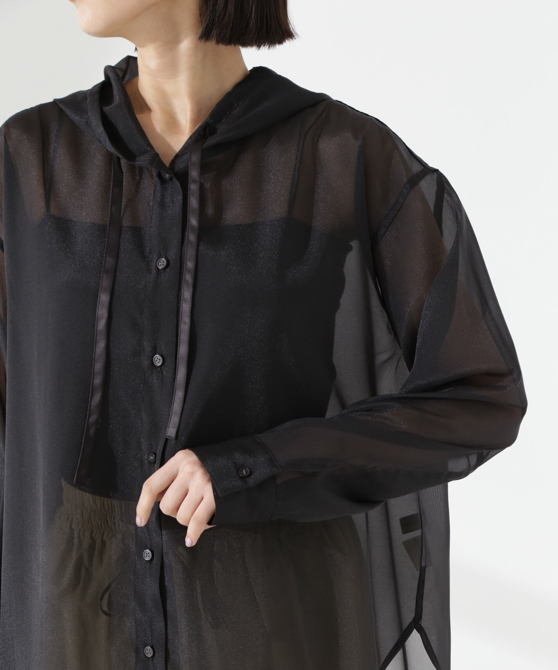 nano･universe「シアーフードシャツ」|シャツ・ブラウス|