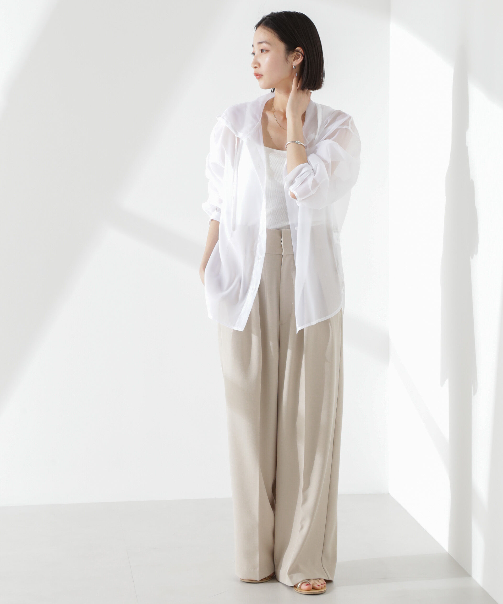 nano･universe「シアーフードシャツ」|シャツ・ブラウス|