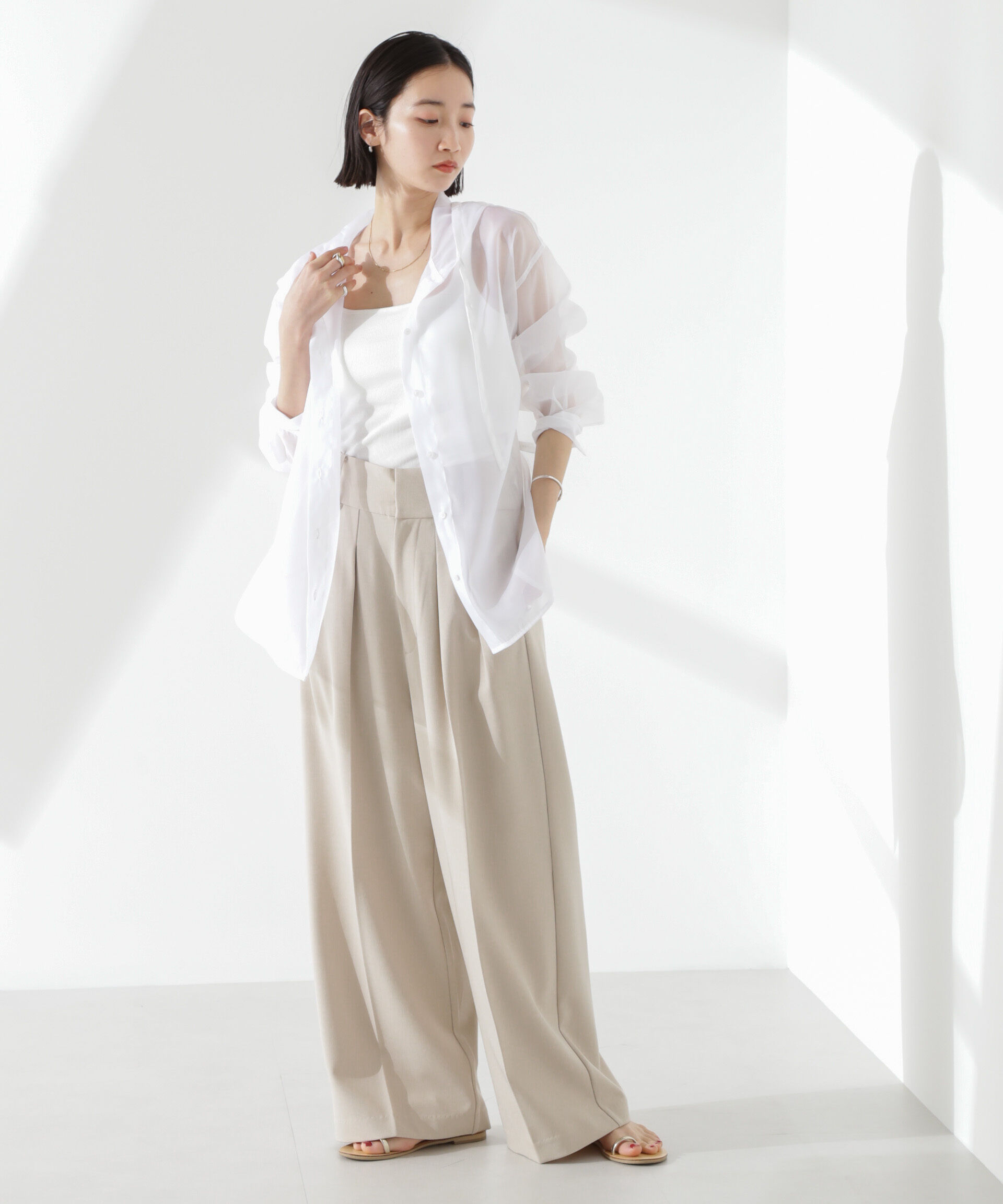 nano･universe「シアーフードシャツ」|シャツ・ブラウス|