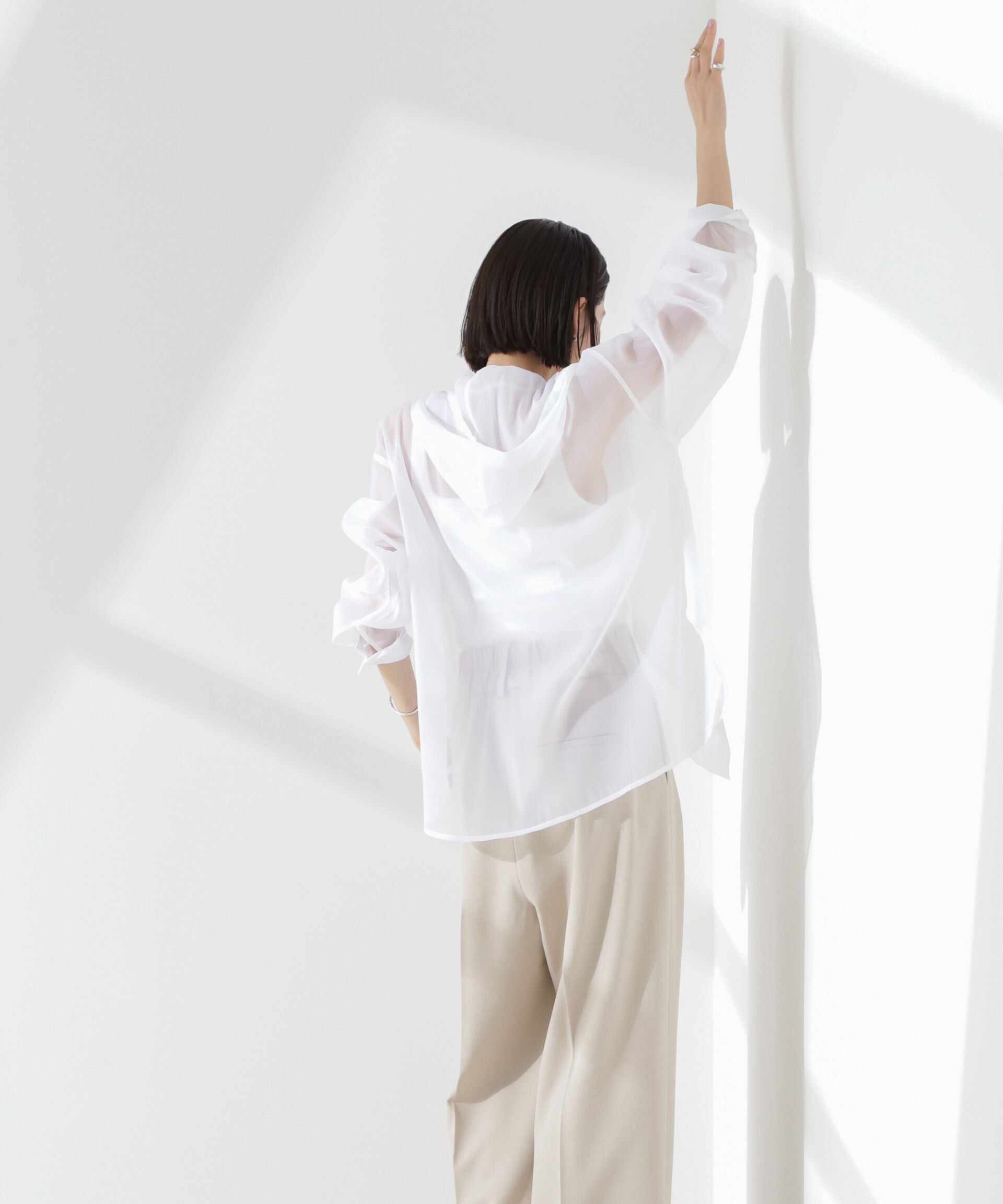 nano･universe「シアーフードシャツ」|シャツ・ブラウス|