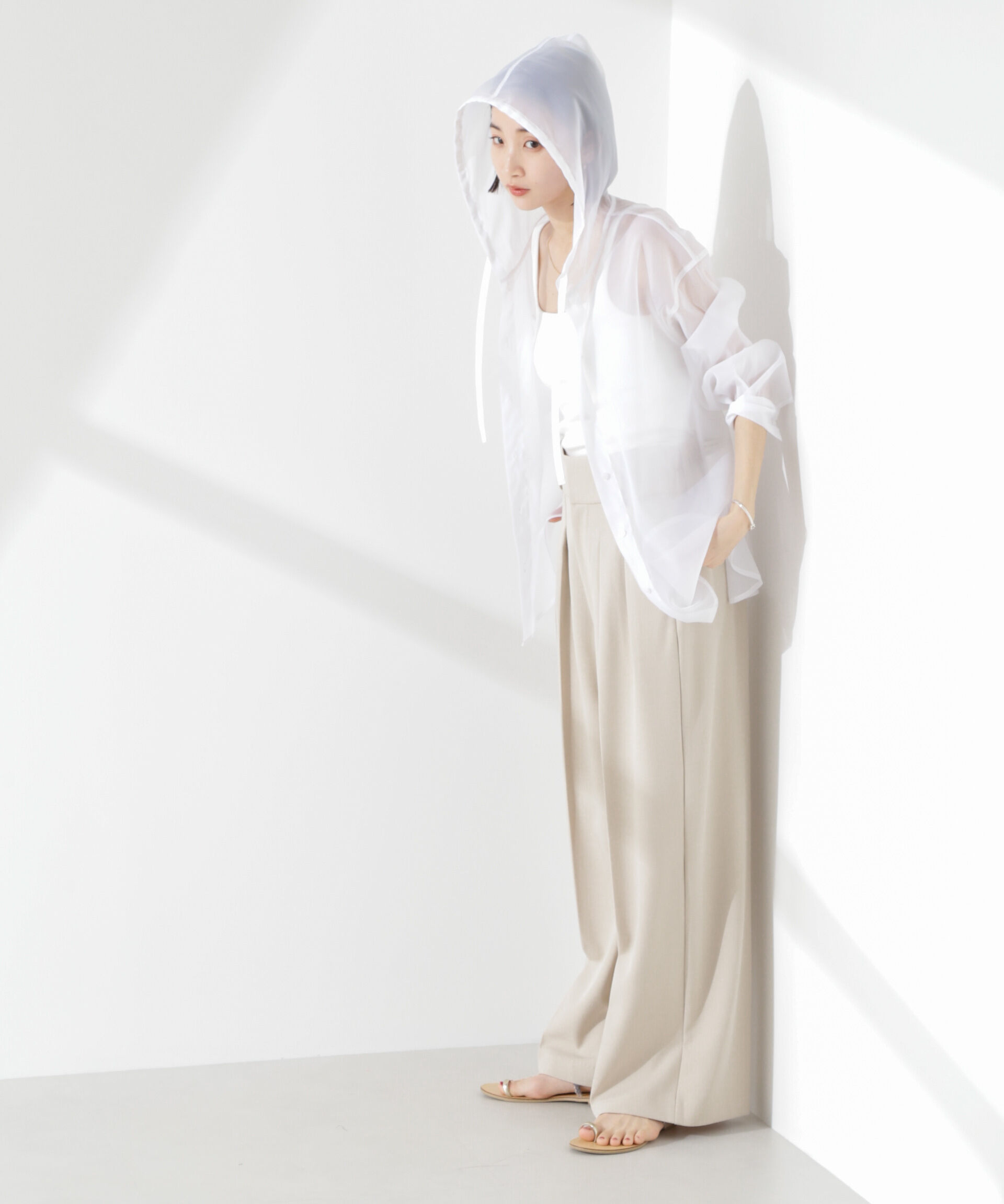 nano･universe「シアーフードシャツ」|シャツ・ブラウス|