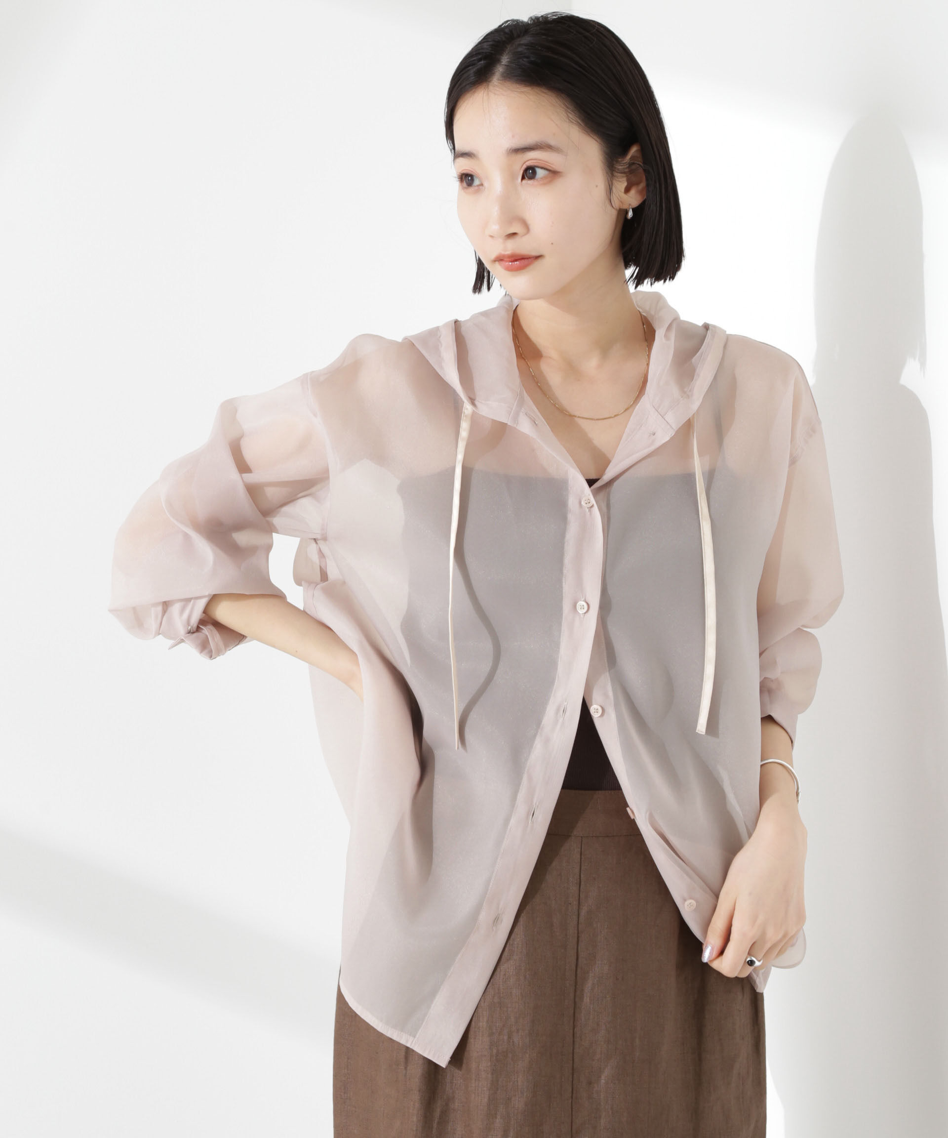 nano･universe「シアーフードシャツ」|シャツ・ブラウス|