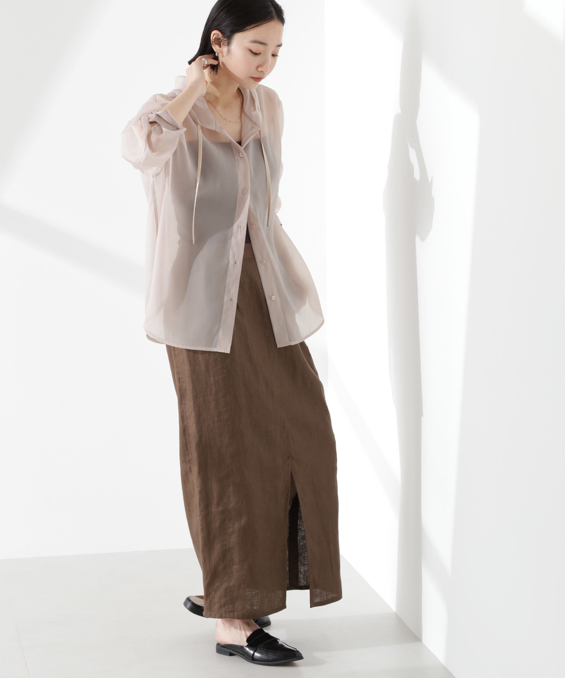 nano･universe「シアーフードシャツ」|シャツ・ブラウス|