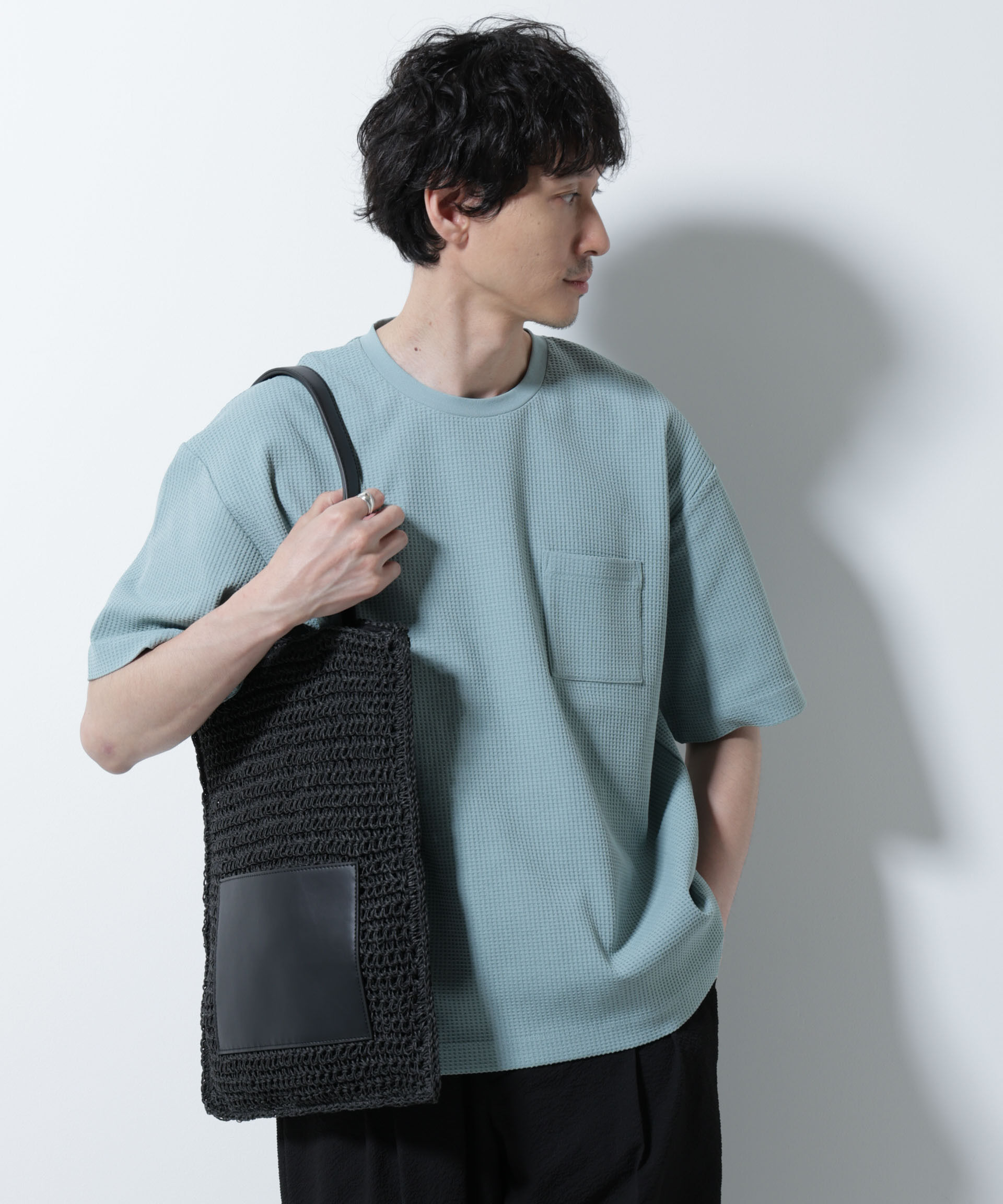 nano･universe「ドライソフトワッフルTシャツ 半袖」|Tシャツ・カットソー|ミント2