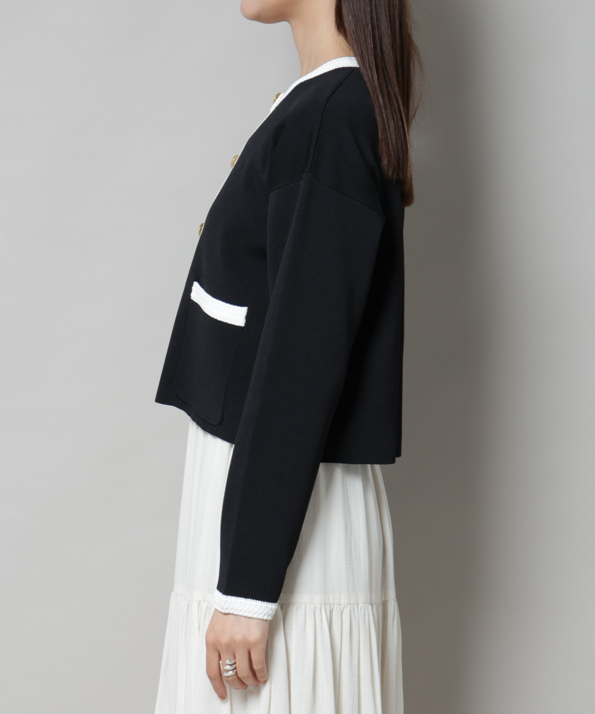 nano･universe「洗濯機洗可配色ジャケットカーディガン」|ニット・セーター|