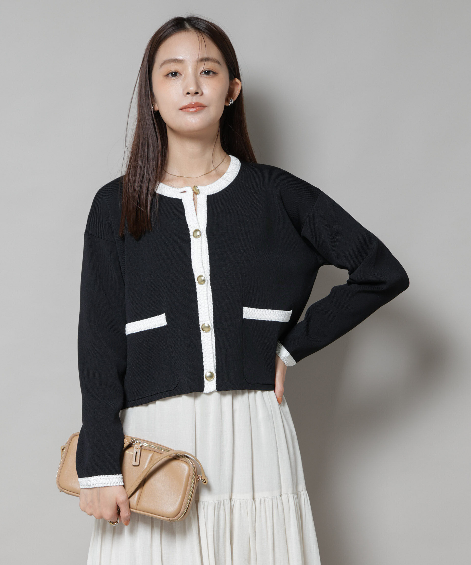 nano･universe「洗濯機洗可配色ジャケットカーディガン」|ニット・セーター|