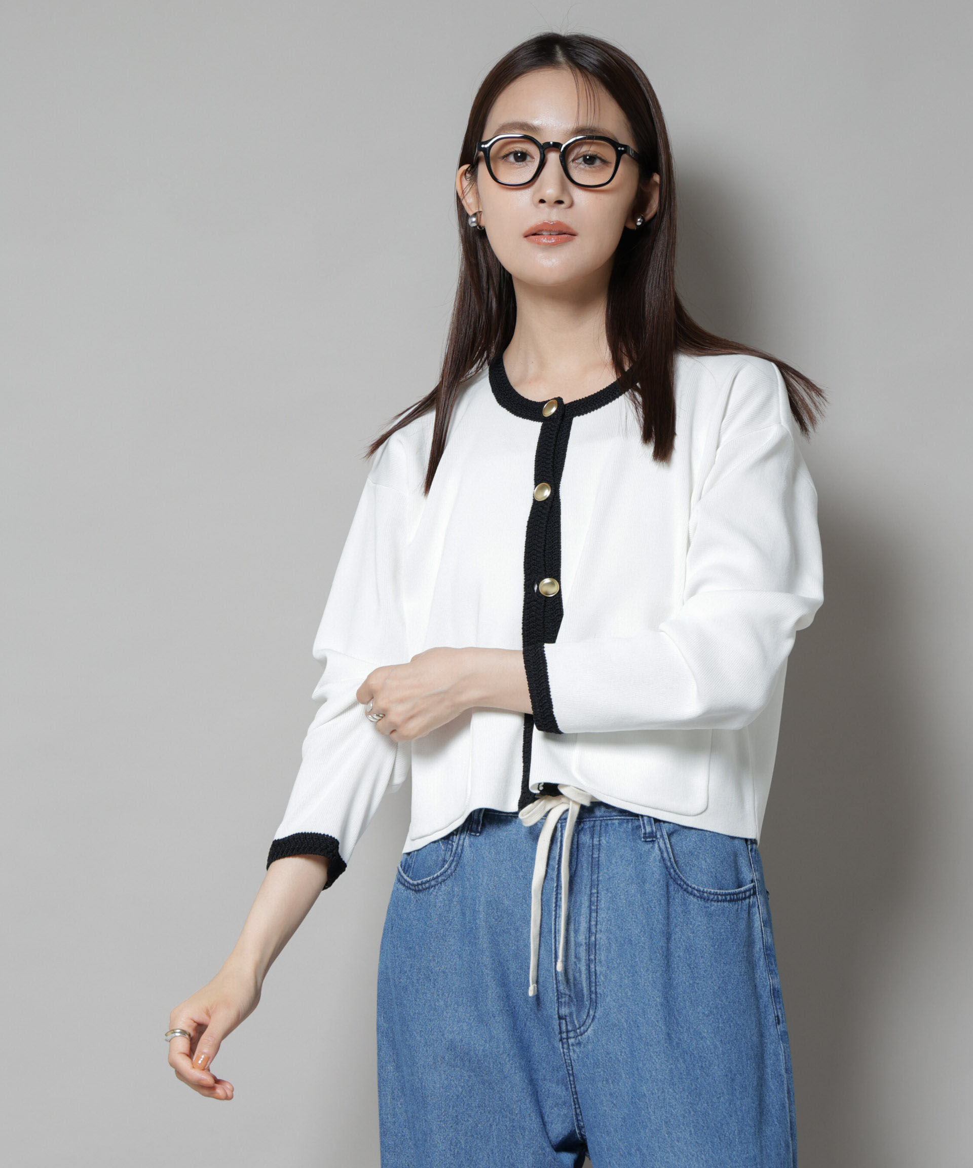 nano･universe「洗濯機洗可配色ジャケットカーディガン」|ニット・セーター|