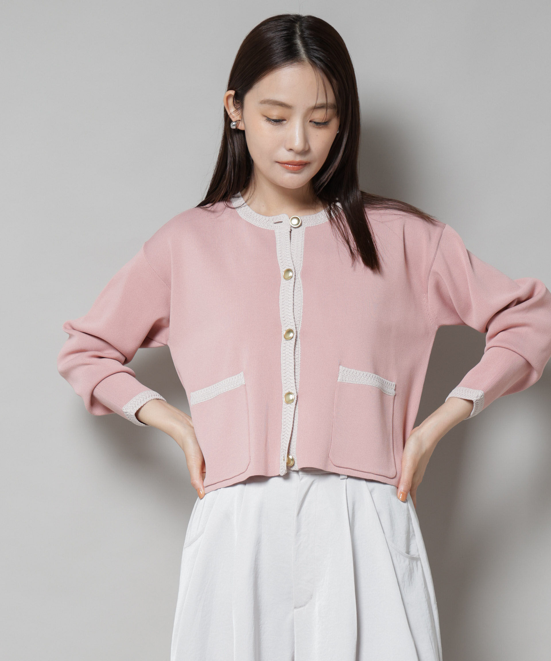 nano･universe「洗濯機洗可配色ジャケットカーディガン」|ニット・セーター|