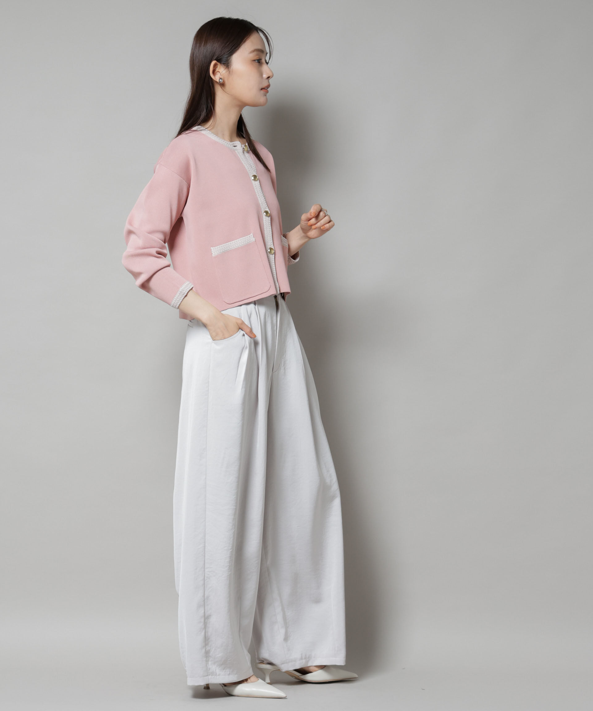 nano･universe「洗濯機洗可配色ジャケットカーディガン」|ニット・セーター|