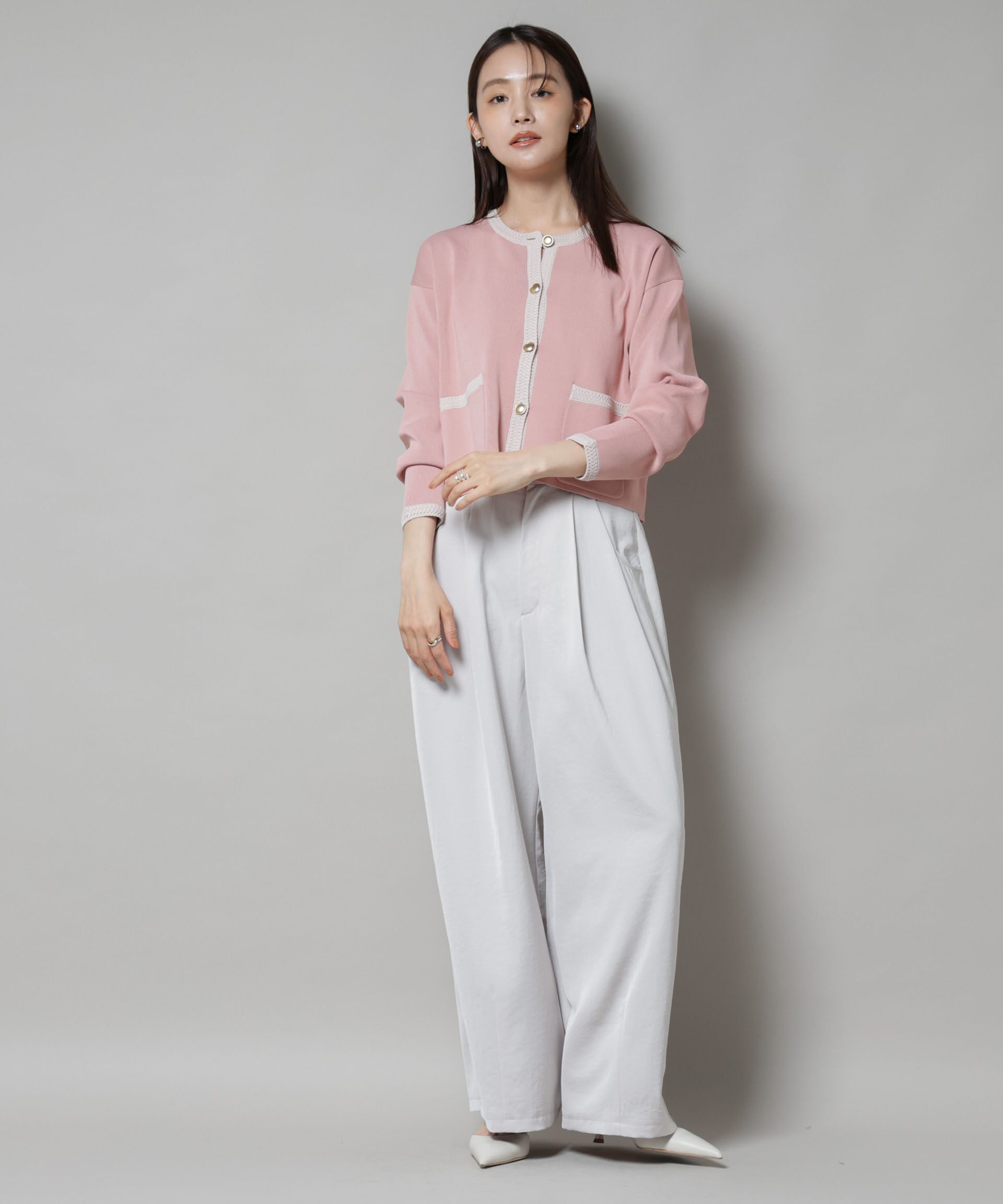 nano･universe「洗濯機洗可配色ジャケットカーディガン」|ニット・セーター|