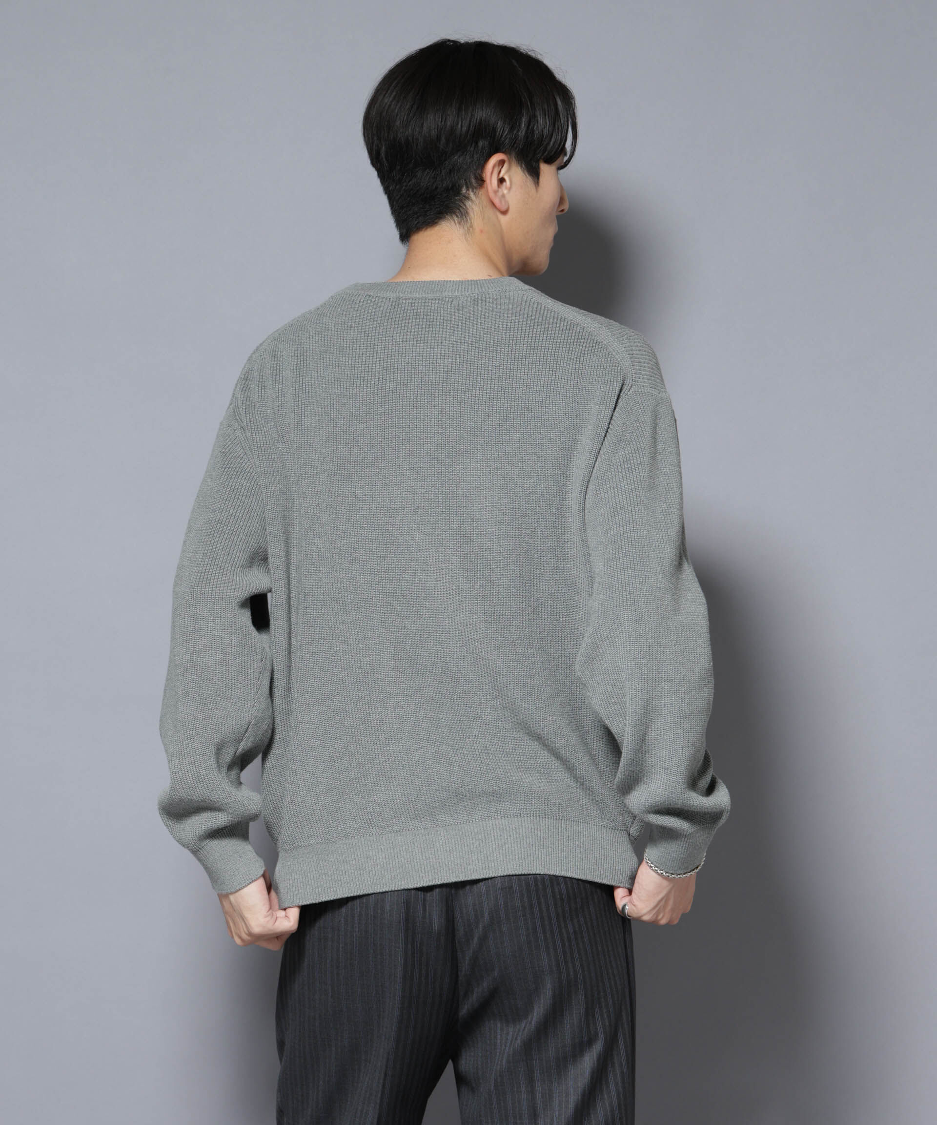 nano･universe「マーセライズコットン 畦クルーネックニット」|ニット・セーター|