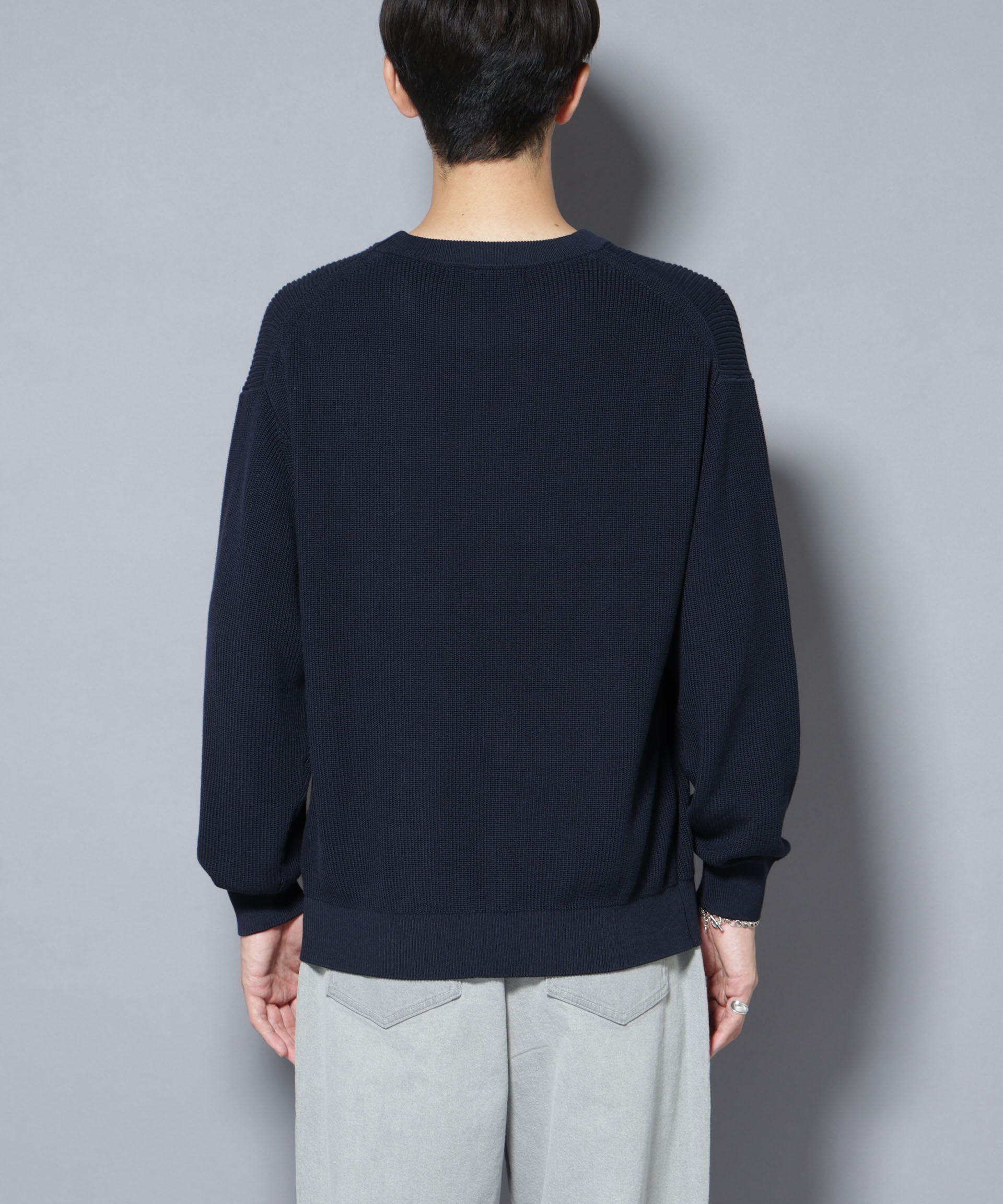 nano･universe「マーセライズコットン 畦クルーネックニット」|ニット・セーター|