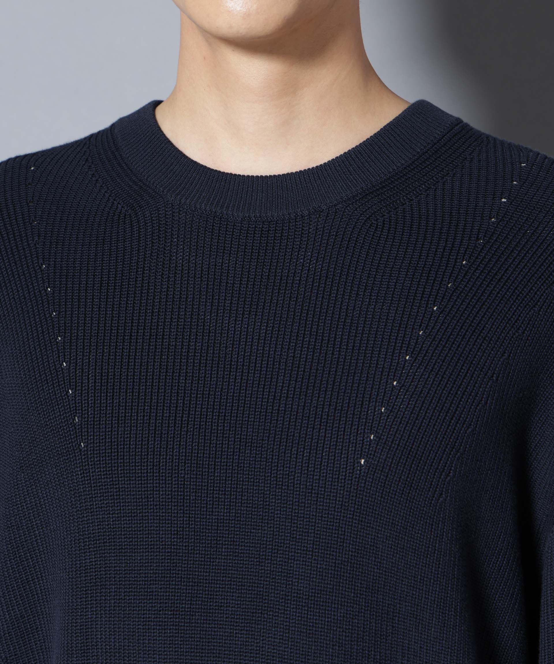 nano･universe「マーセライズコットン 畦クルーネックニット」|ニット・セーター|