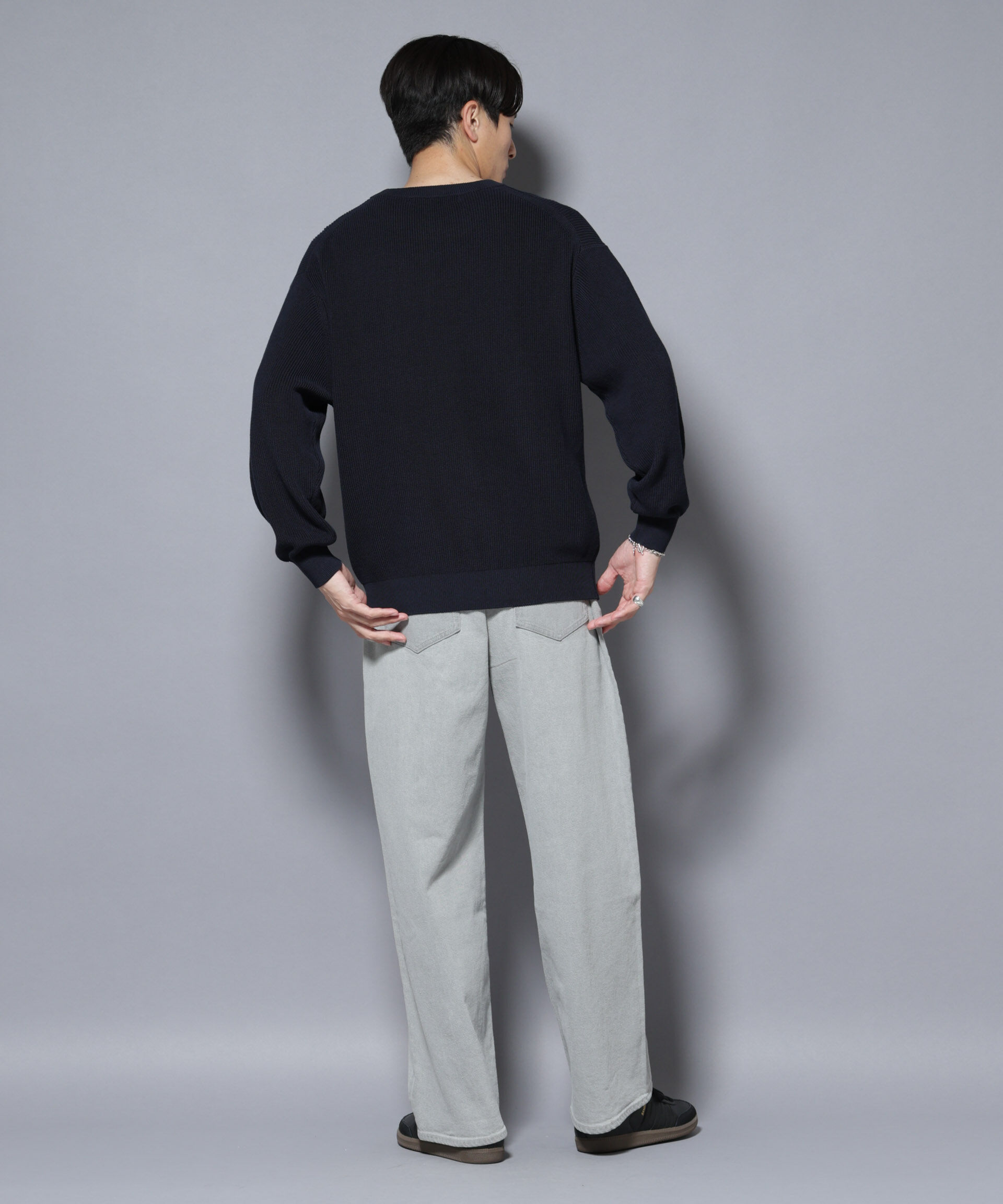 nano･universe「マーセライズコットン 畦クルーネックニット」|ニット・セーター|