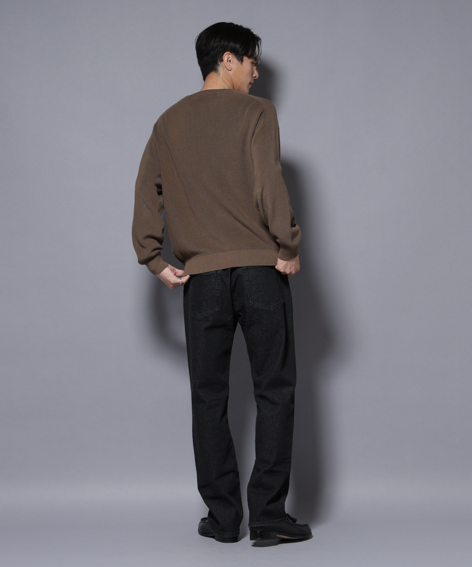 nano･universe「マーセライズコットン 畦クルーネックニット」|ニット・セーター|