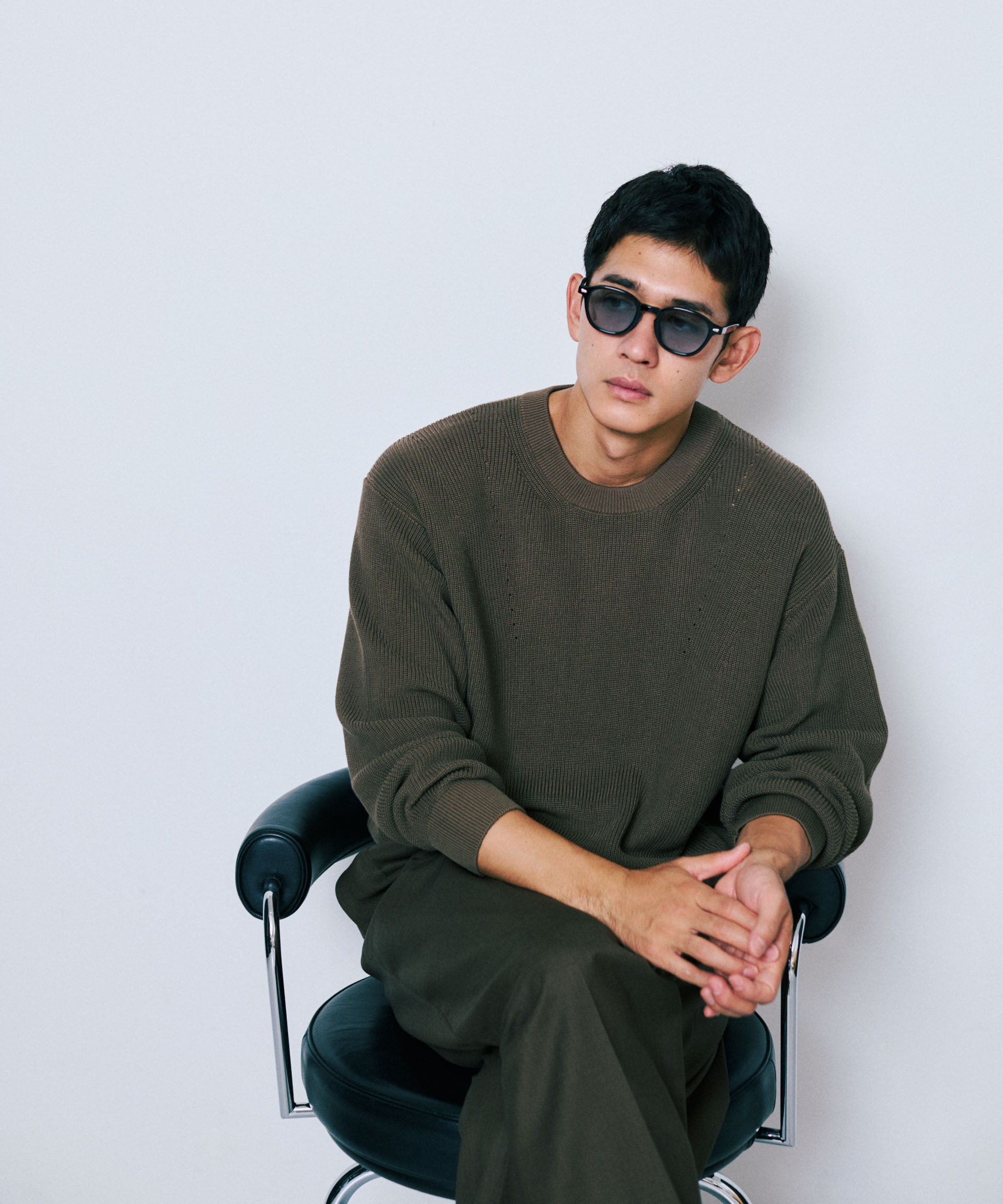 nano･universe「マーセライズコットン 畦クルーネックニット」|ニット・セーター|