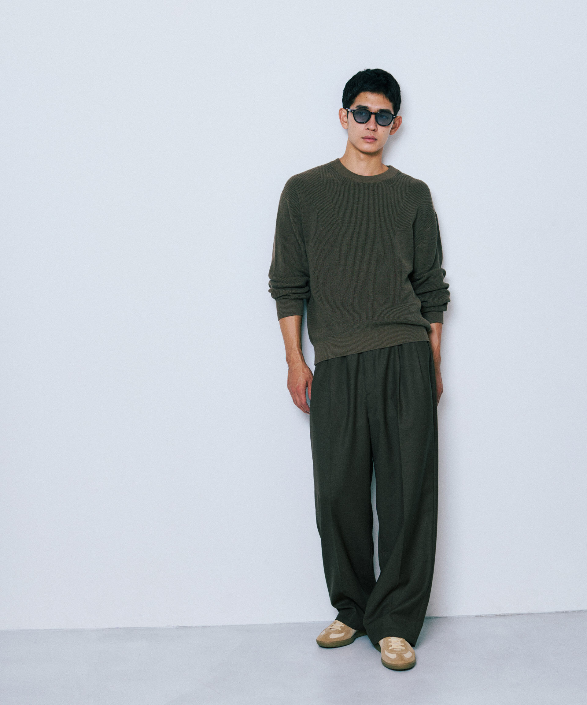 nano･universe「マーセライズコットン 畦クルーネックニット」|ニット・セーター|