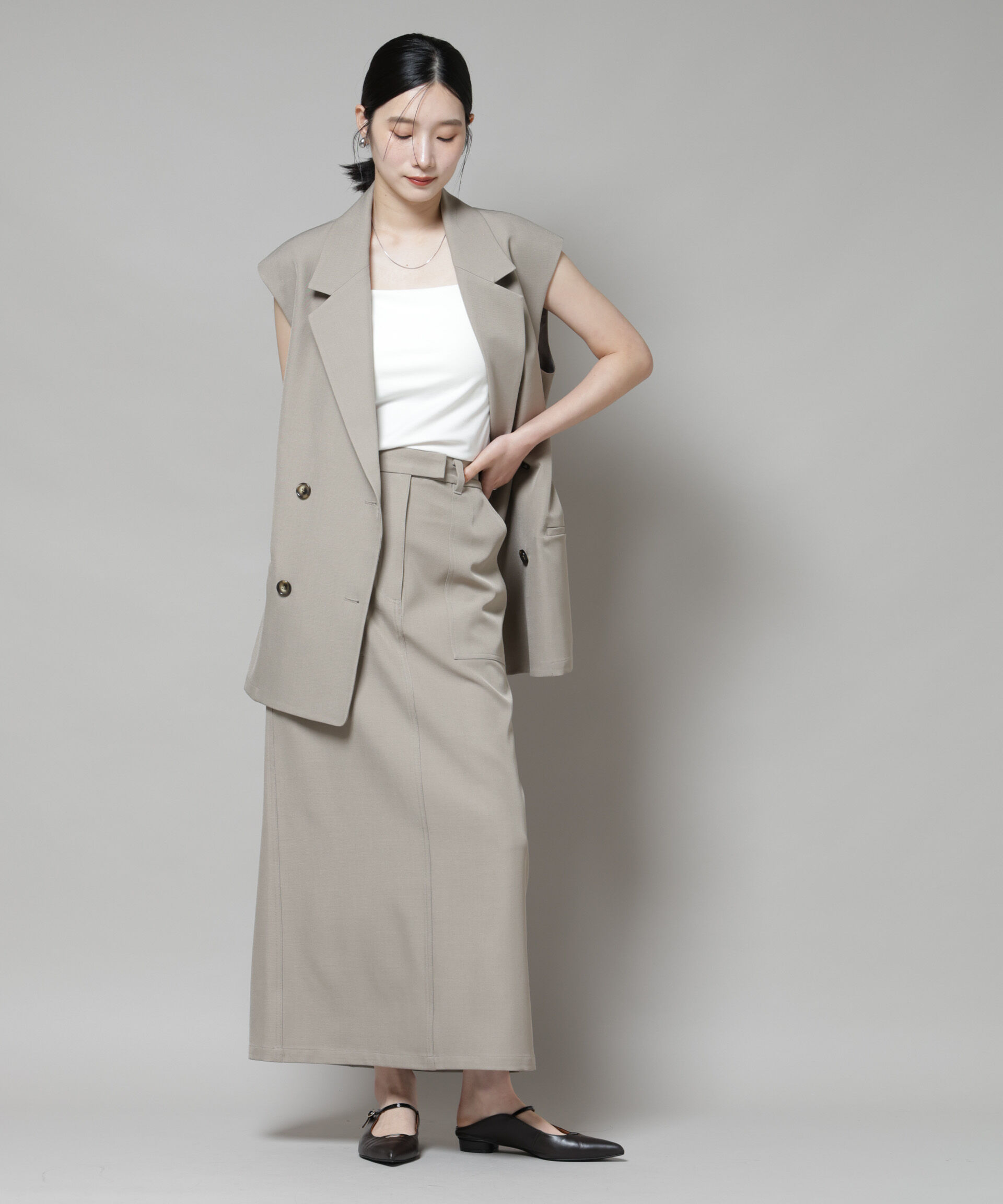 nano･universe「テーラードＷボタンミドルジレ(セットアップ可)」|テーラードジャケット|