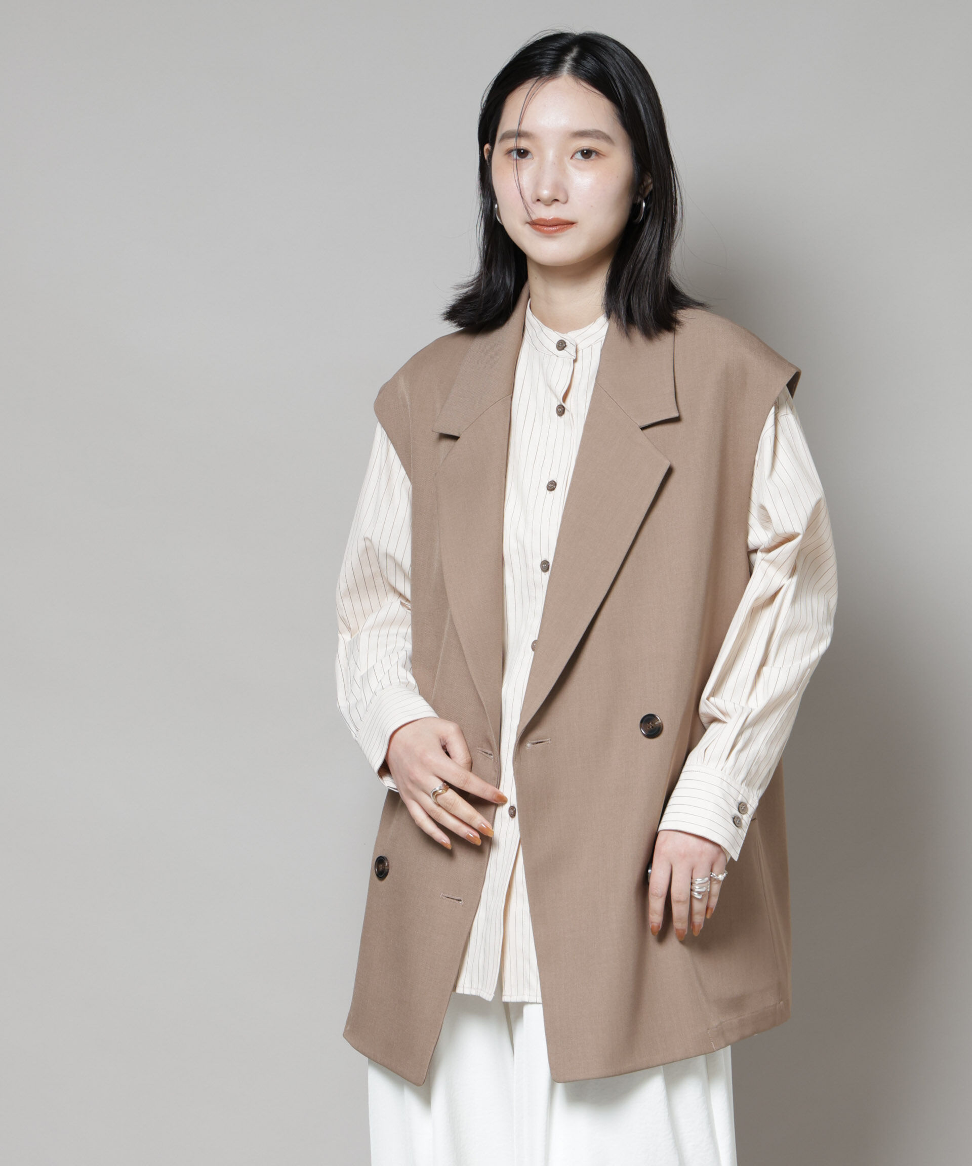 nano･universe「テーラードＷボタンミドルジレ(セットアップ可)」|テーラードジャケット|