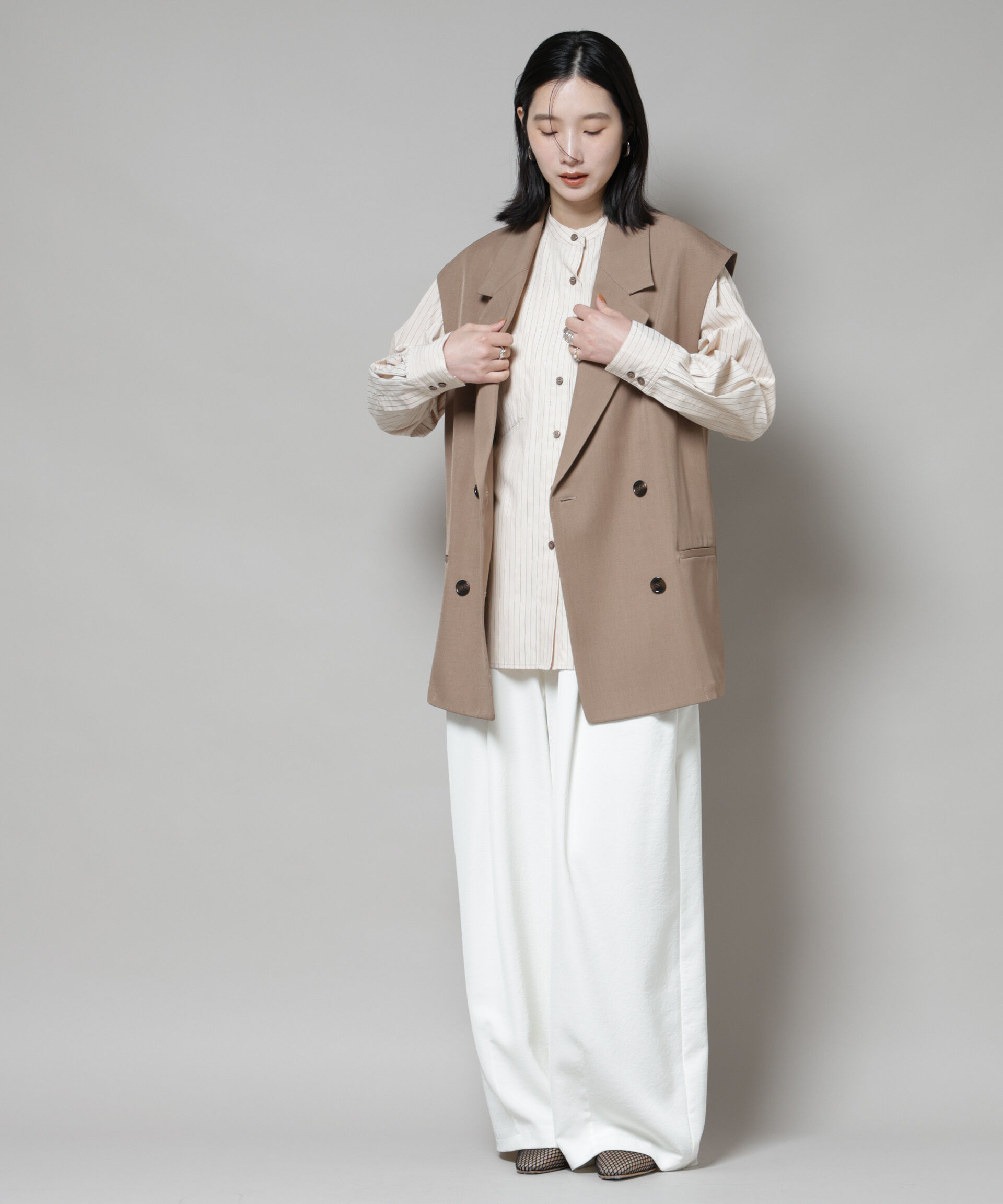 nano･universe「テーラードＷボタンミドルジレ(セットアップ可)」|テーラードジャケット|