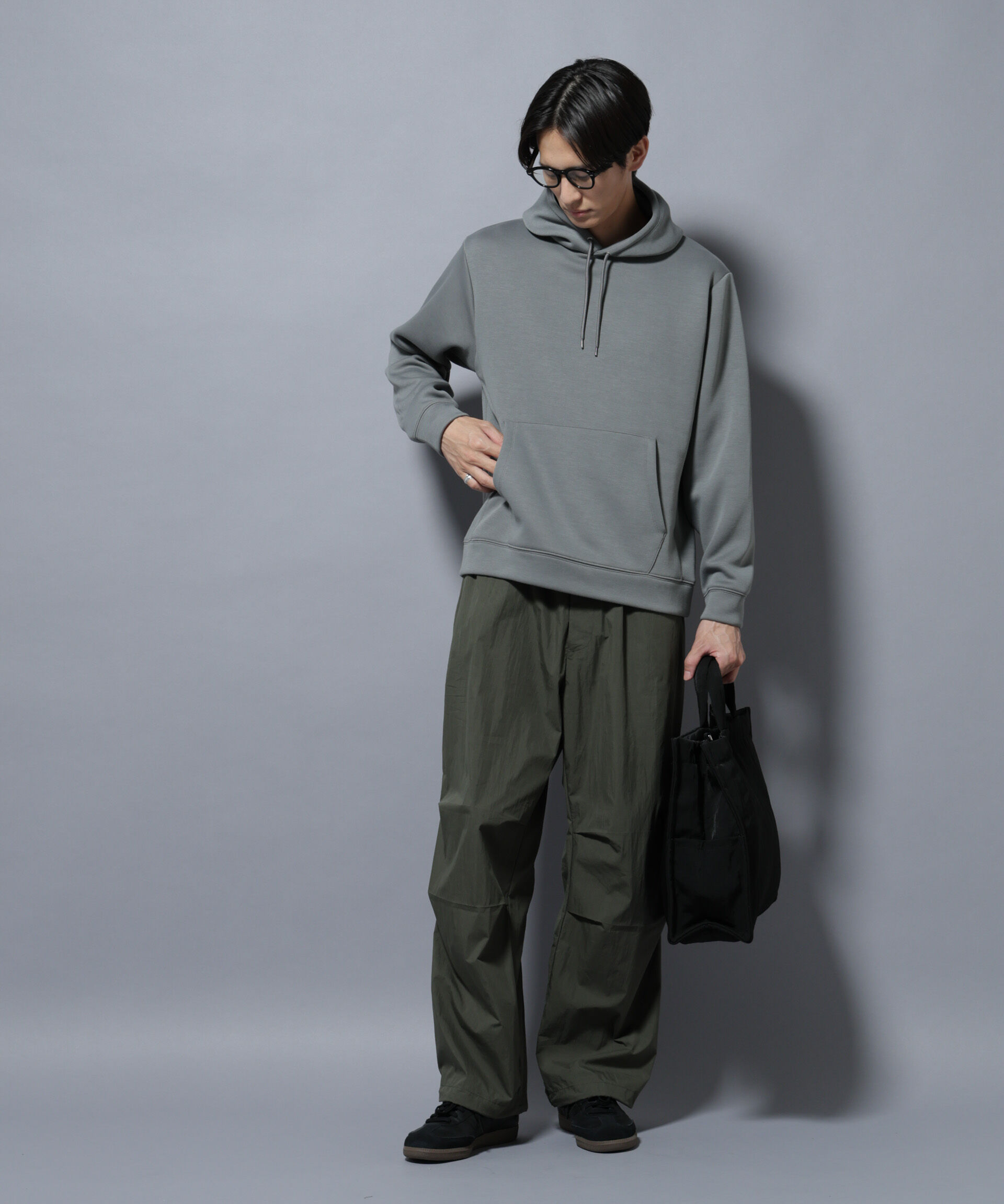 nano･universe「パネルダンボールフーディー 長袖(セットアップ可)」|Tシャツ・カットソー|