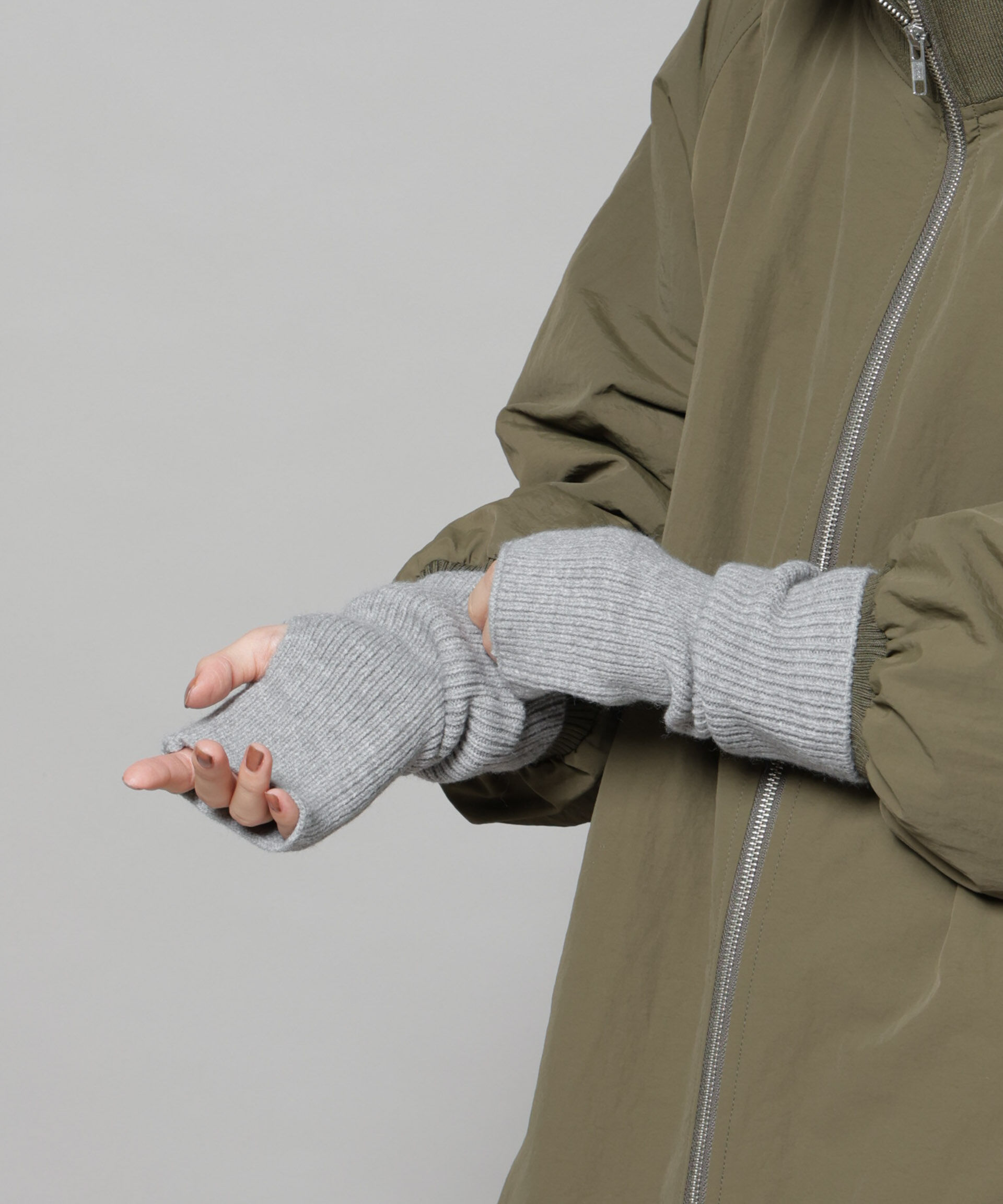 nano･universe「リブニットアームウォーマー」|手袋|