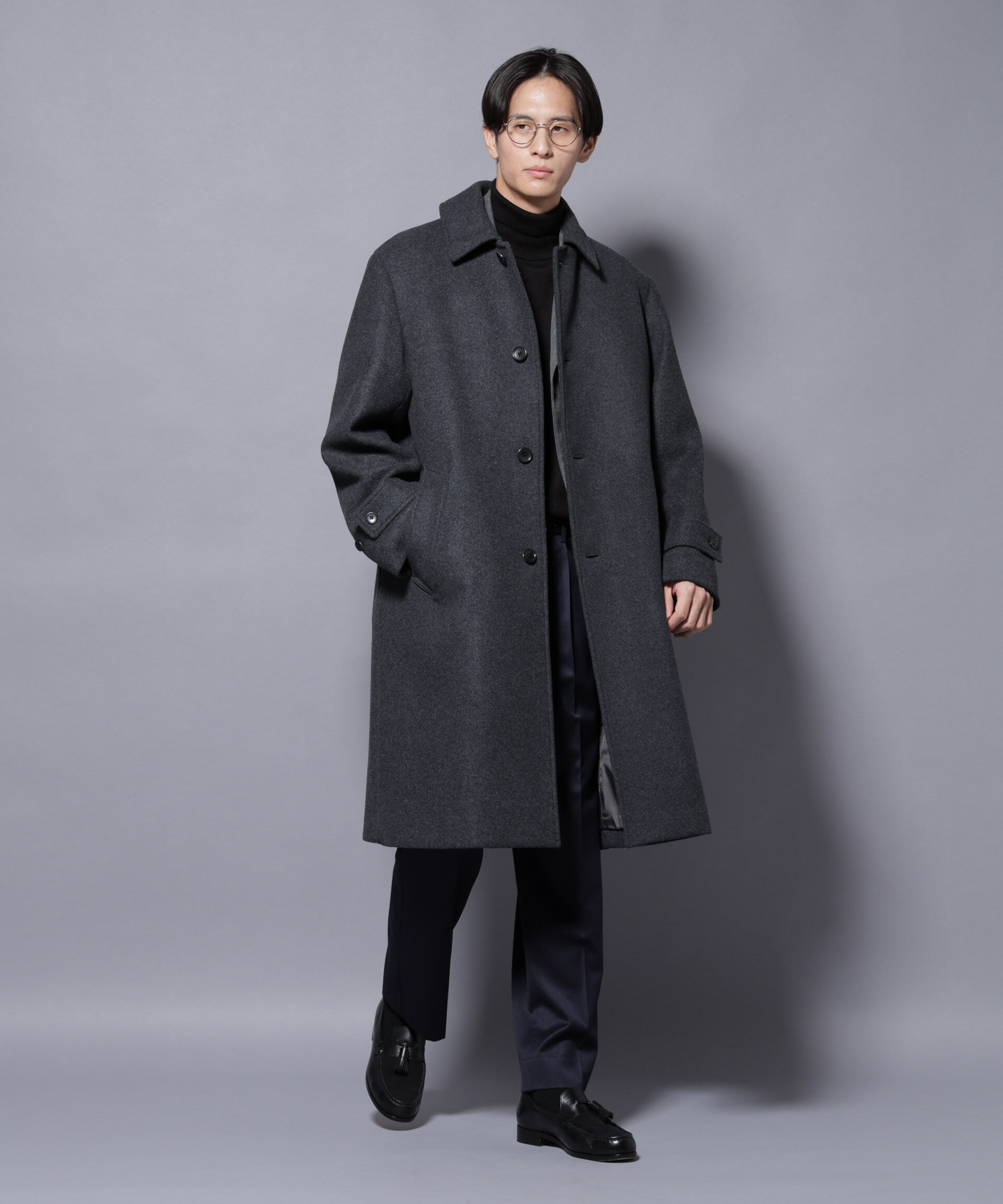 nano･universe「ウールカシミヤメルトンシングルコート」|その他|チャコール3