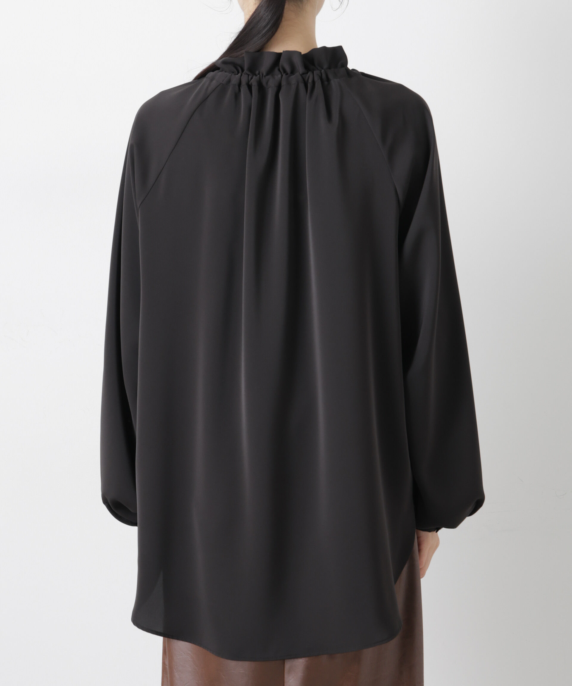 nano･universe「フリルカラーボータイブラウス」|シャツ・ブラウス|