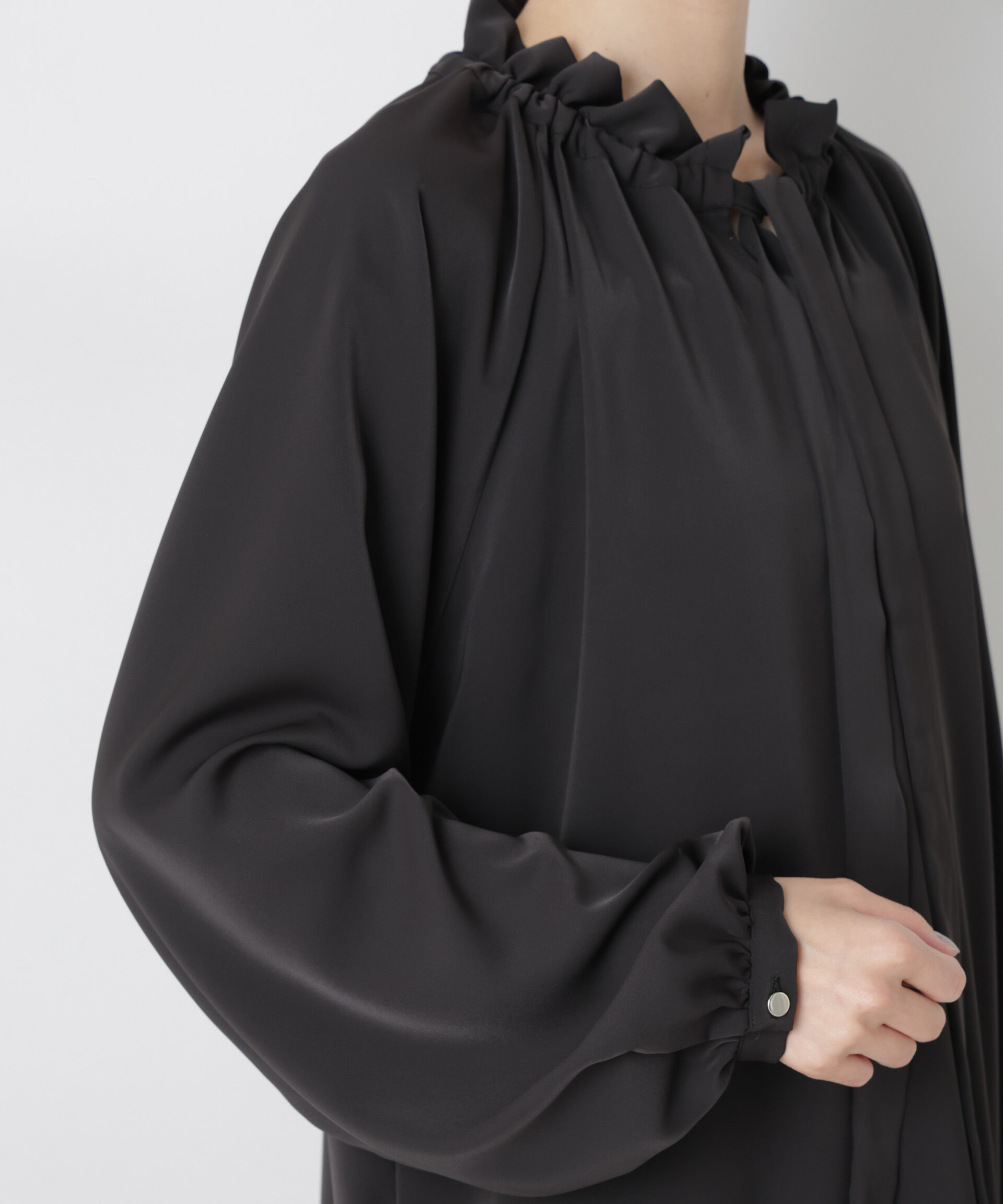 nano･universe「フリルカラーボータイブラウス」|シャツ・ブラウス|