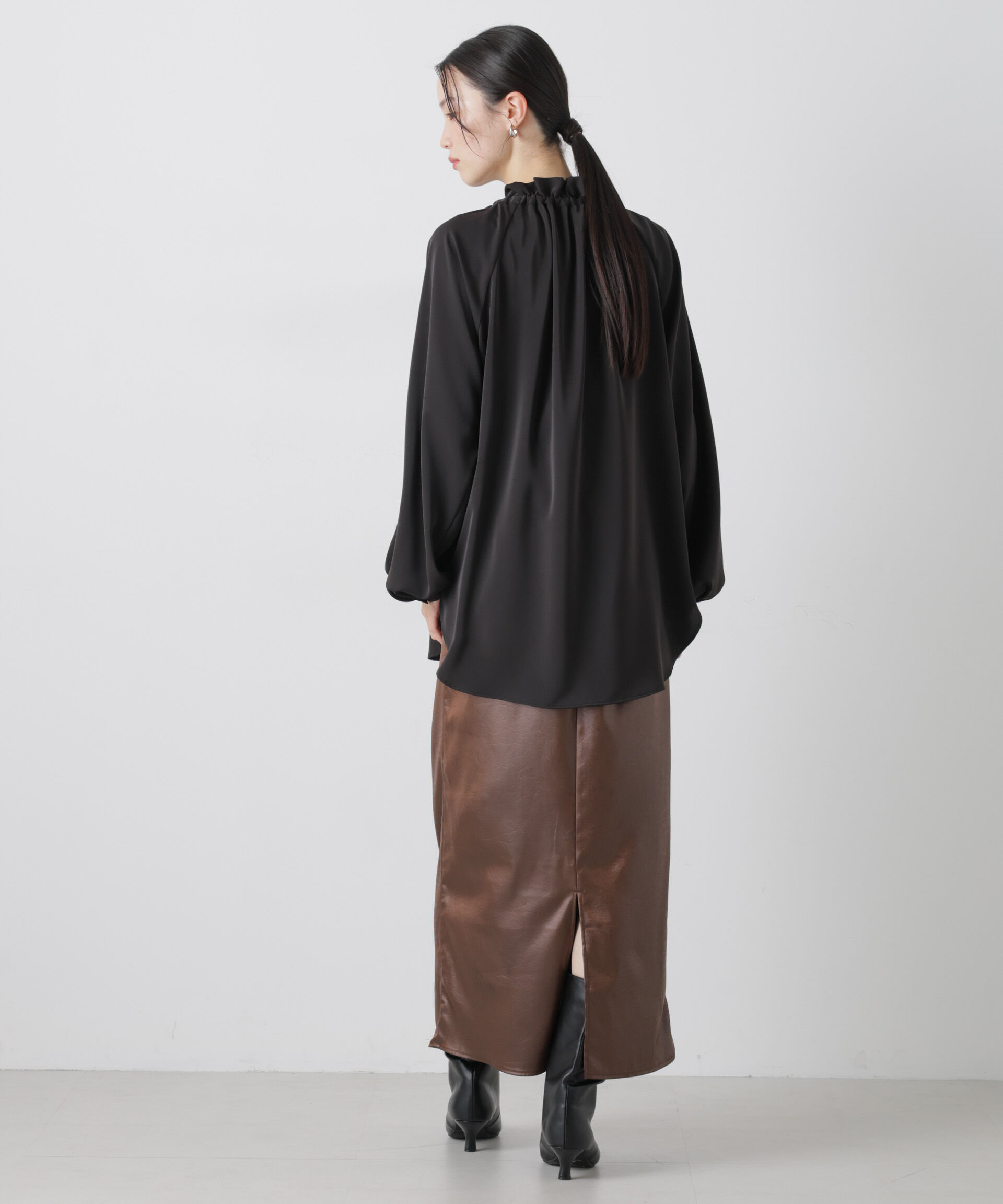 nano･universe「フリルカラーボータイブラウス」|シャツ・ブラウス|