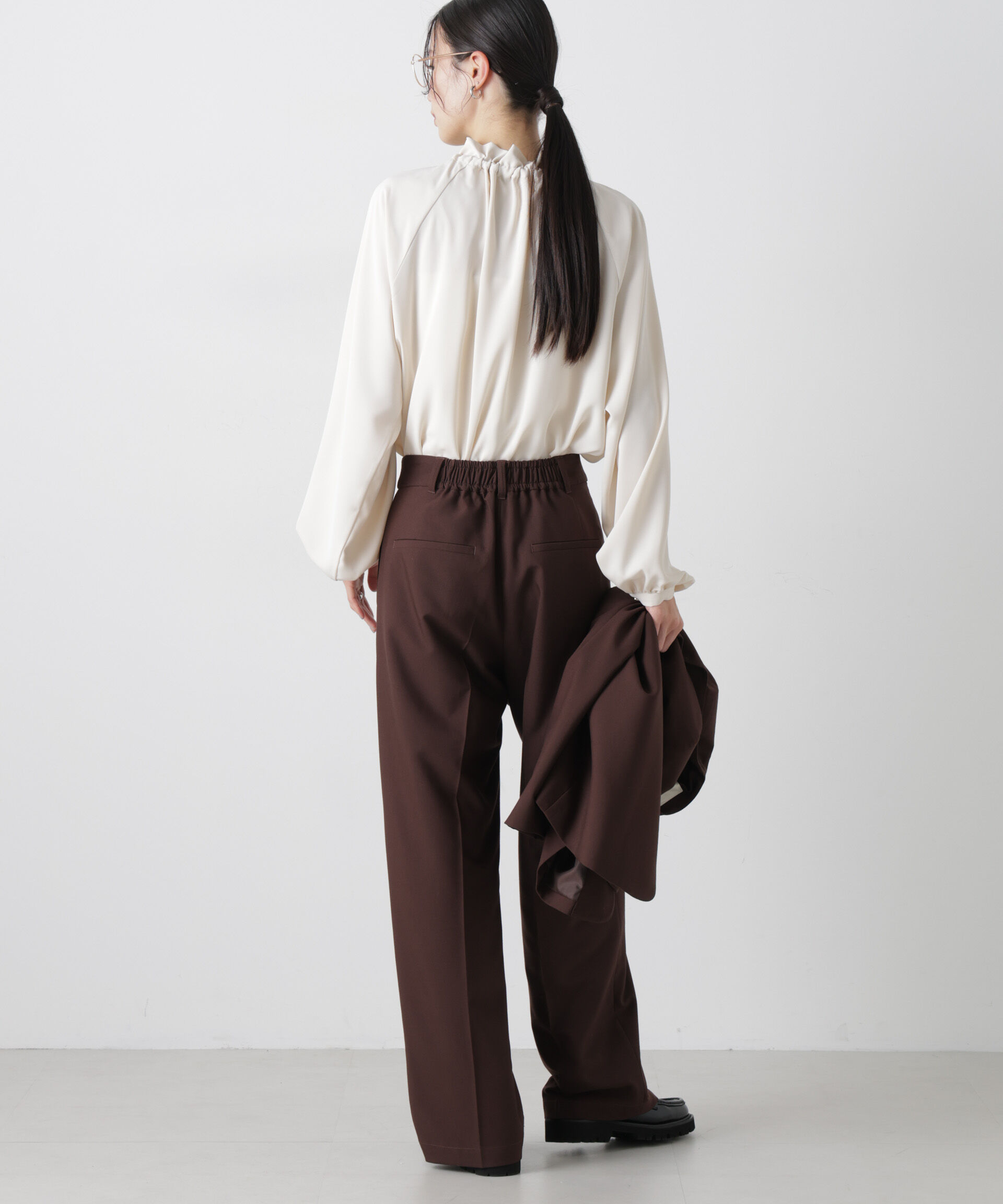 nano･universe「フリルカラーボータイブラウス」|シャツ・ブラウス|