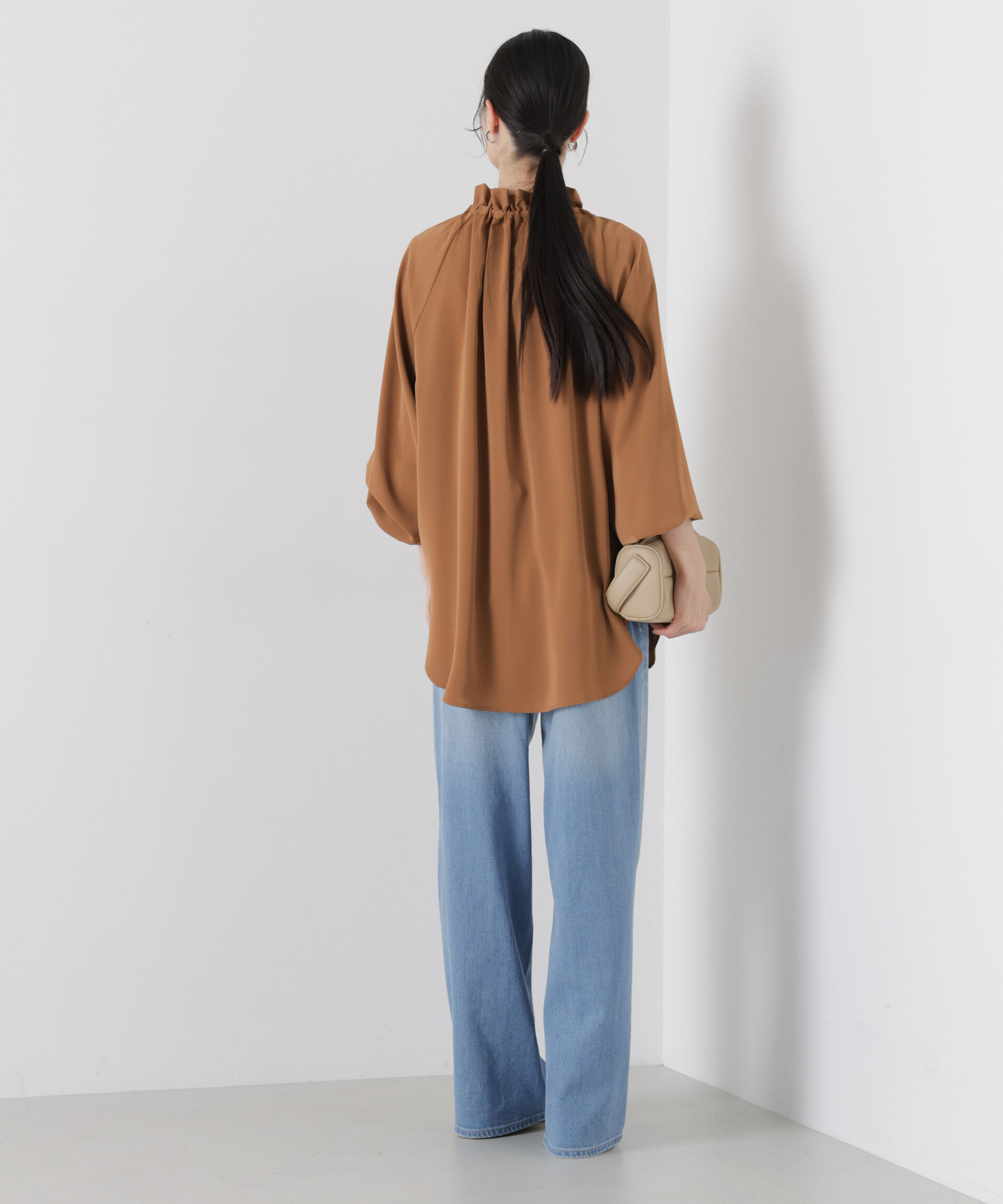 nano･universe「フリルカラーボータイブラウス」|シャツ・ブラウス|