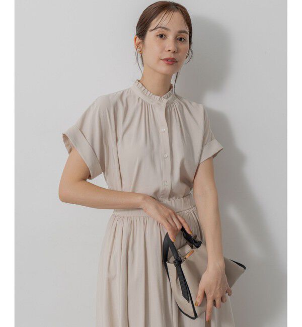 組曲「バウンディングシャーティング バンドカラーフリル ブラウス」|シャツ・ブラウス|アイボリー系