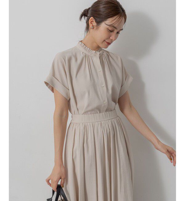 組曲「バウンディングシャーティング バンドカラーフリル ブラウス」|シャツ・ブラウス|