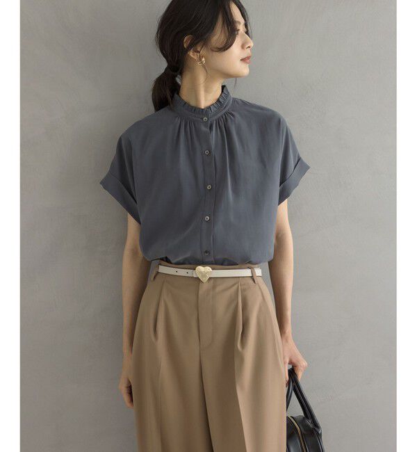 組曲「バウンディングシャーティング バンドカラーフリル ブラウス」|シャツ・ブラウス|